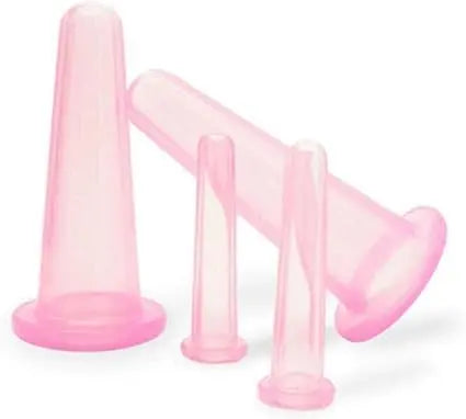 4PCS Facial Cupping Set for Face, Pink Massage Cupping Set Silicone Mini Facial Cups Face Helper Skin Care Neck Back Eyes Massaging Cup Wholesale Hub