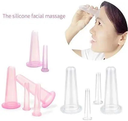 4PCS Facial Cupping Set for Face, Pink Massage Cupping Set Silicone Mini Facial Cups Face Helper Skin Care Neck Back Eyes Massaging Cup Wholesale Hub