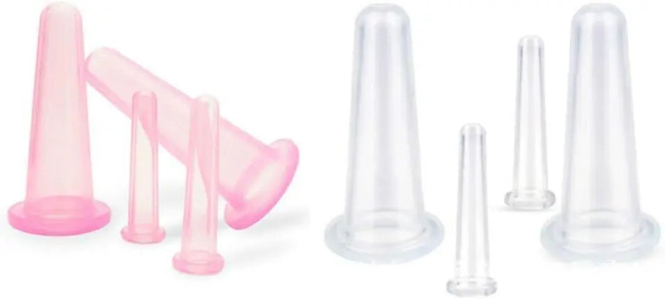 4PCS Facial Cupping Set for Face, Pink Massage Cupping Set Silicone Mini Facial Cups Face Helper Skin Care Neck Back Eyes Massaging Cup Wholesale Hub