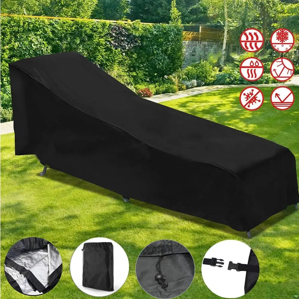 Sun Lounger Cover Waterproof Patio Chaise Lounge Chairs Cover Sunbed Recliner Protective Cover Outdoor Garden Furniture Cover 208 x 76 x 41/79cm Wholesale Hub