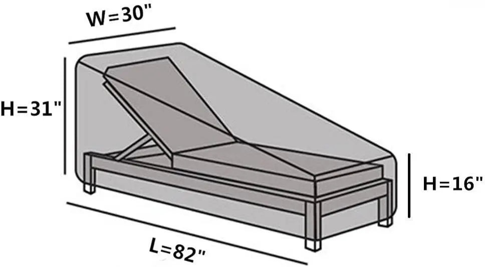 Sun Lounger Cover Waterproof Patio Chaise Lounge Chairs Cover Sunbed Recliner Protective Cover Outdoor Garden Furniture Cover 208 x 76 x 41/79cm Wholesale Hub
