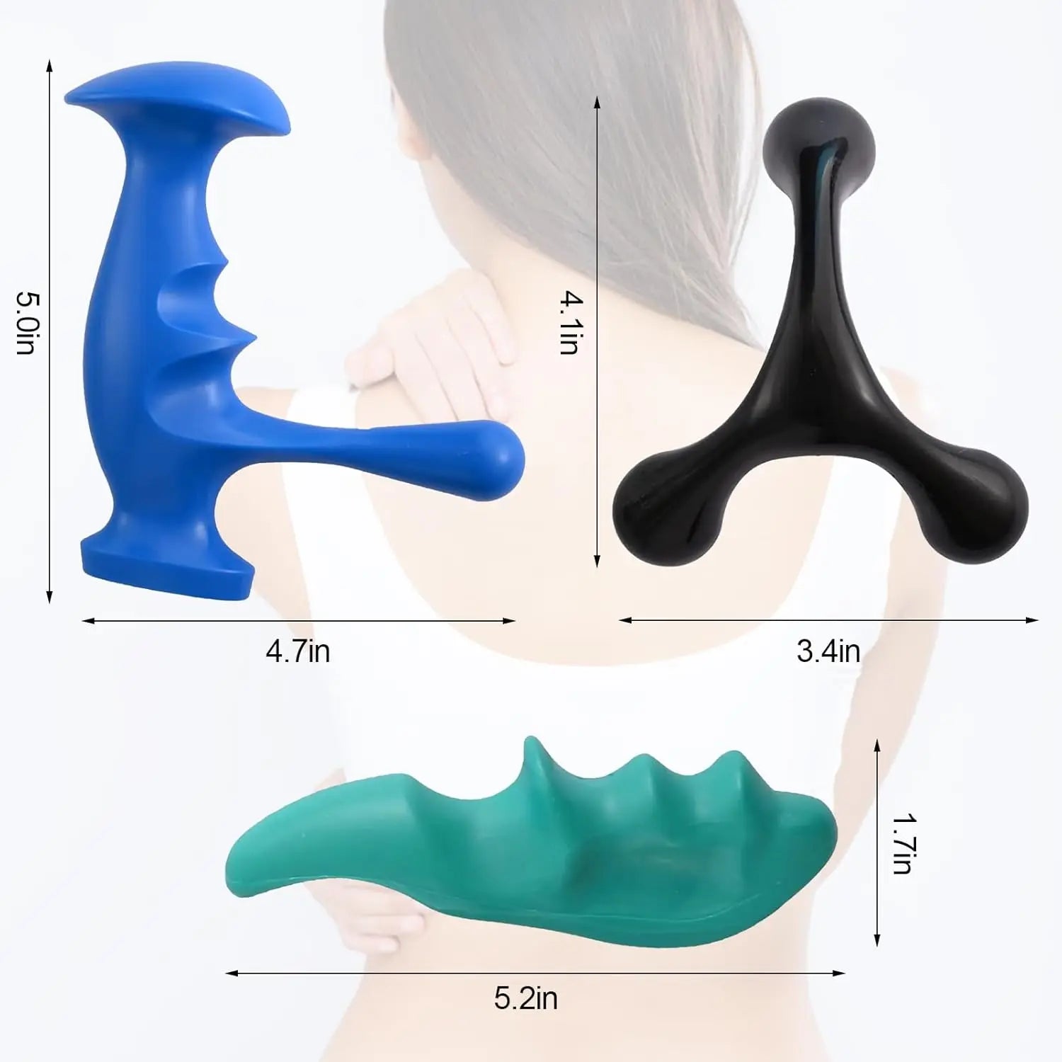 Manual Trigger Point Massage Tool and Thumb Saver for Full Body Deep Tissue Massage, Set Include 1 Green Thumb Protector Tool 1 Palm Urchin Massage Tool Hand Held 4-Legged Massage Knobs Wholesale Hub