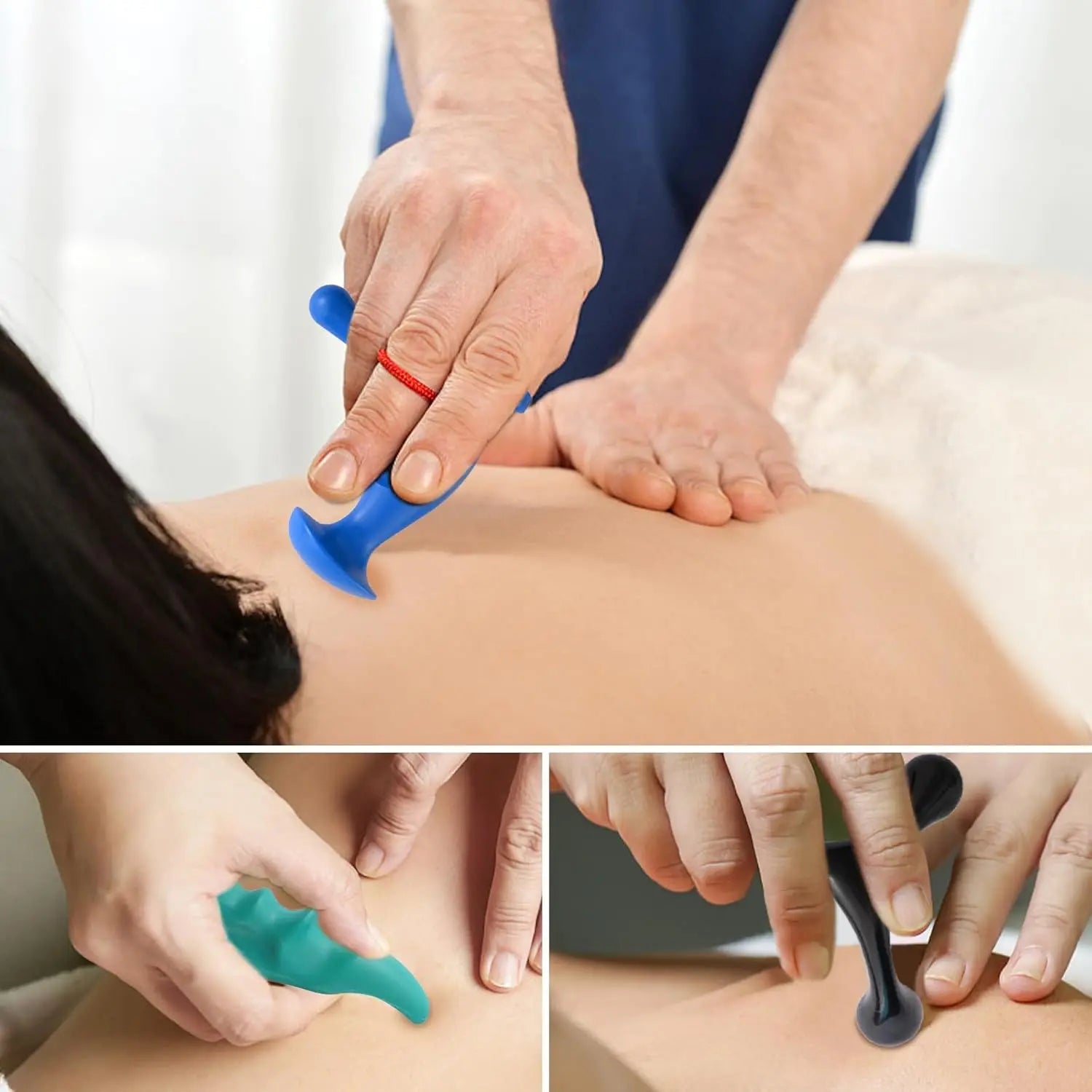 Manual Trigger Point Massage Tool and Thumb Saver for Full Body Deep Tissue Massage, Set Include 1 Green Thumb Protector Tool 1 Palm Urchin Massage Tool Hand Held 4-Legged Massage Knobs Wholesale Hub