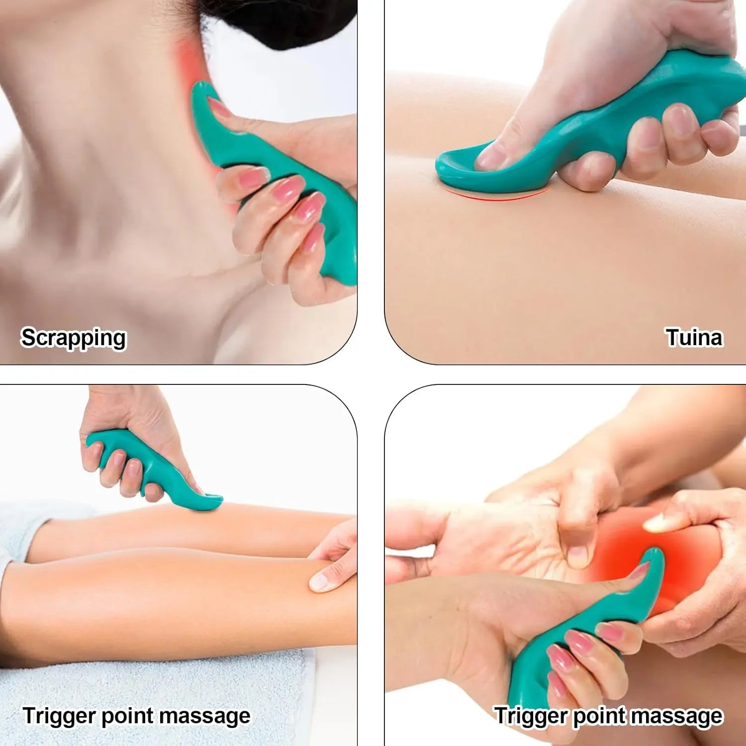 Manual Trigger Point Massage Tool and Thumb Saver for Full Body Deep Tissue Massage, Set Include 1 Green Thumb Protector Tool 1 Palm Urchin Massage Tool Hand Held 4-Legged Massage Knobs Wholesale Hub