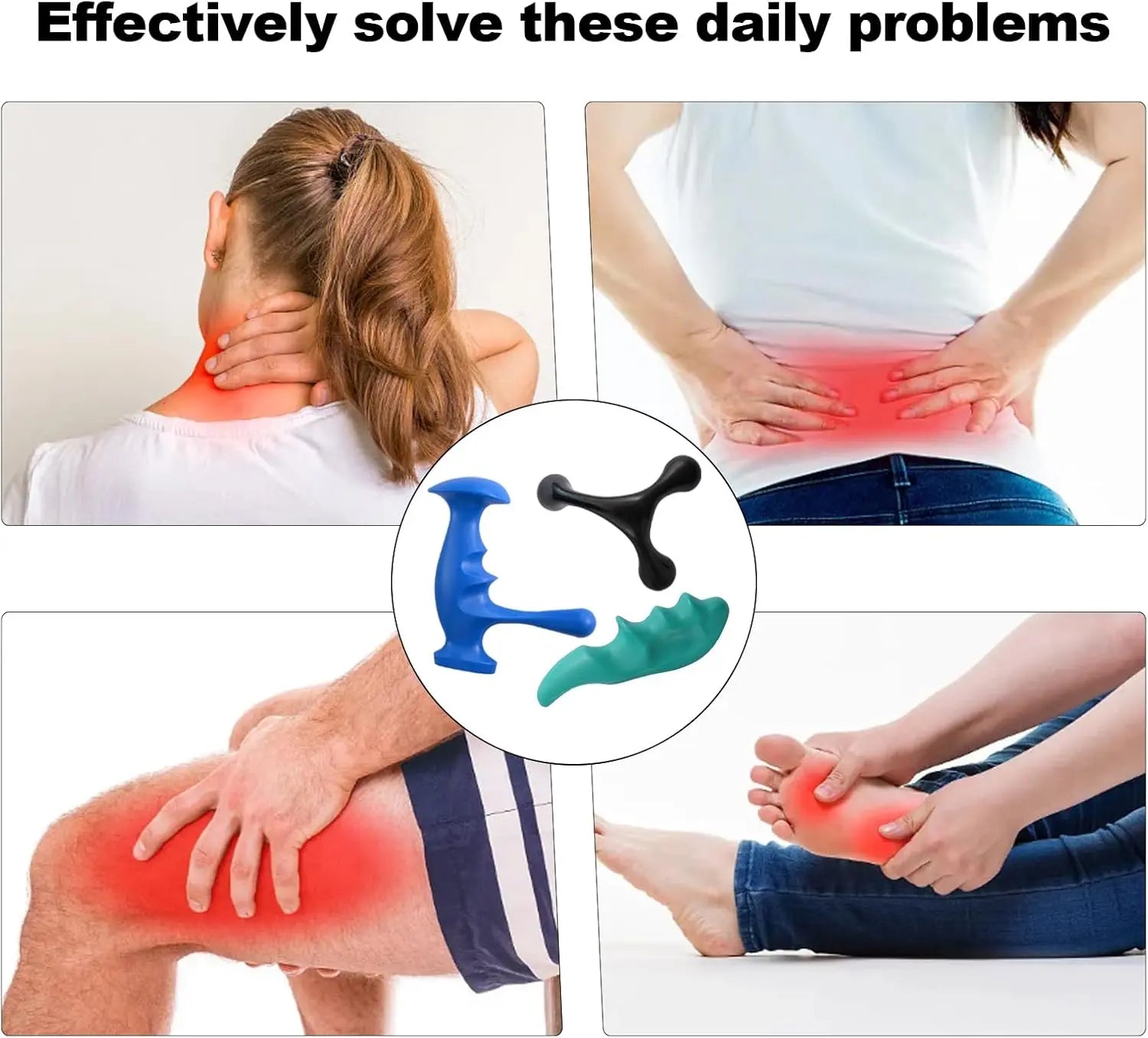 Manual Trigger Point Massage Tool and Thumb Saver for Full Body Deep Tissue Massage, Set Include 1 Green Thumb Protector Tool 1 Palm Urchin Massage Tool Hand Held 4-Legged Massage Knobs Wholesale Hub