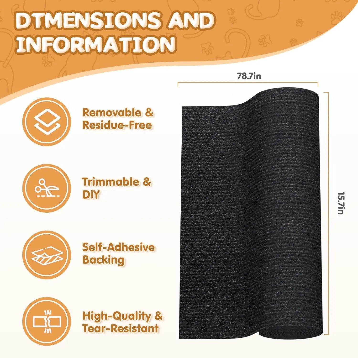 78.7"x15.8" Cat Scratching Mat - Trimmable Self Adhesive DIY Climbing Cat Scratcher Pad Replacement for Cat Tree Shelves and Post Cat Scratch Furniture (Light Grey) Wholesale Hub