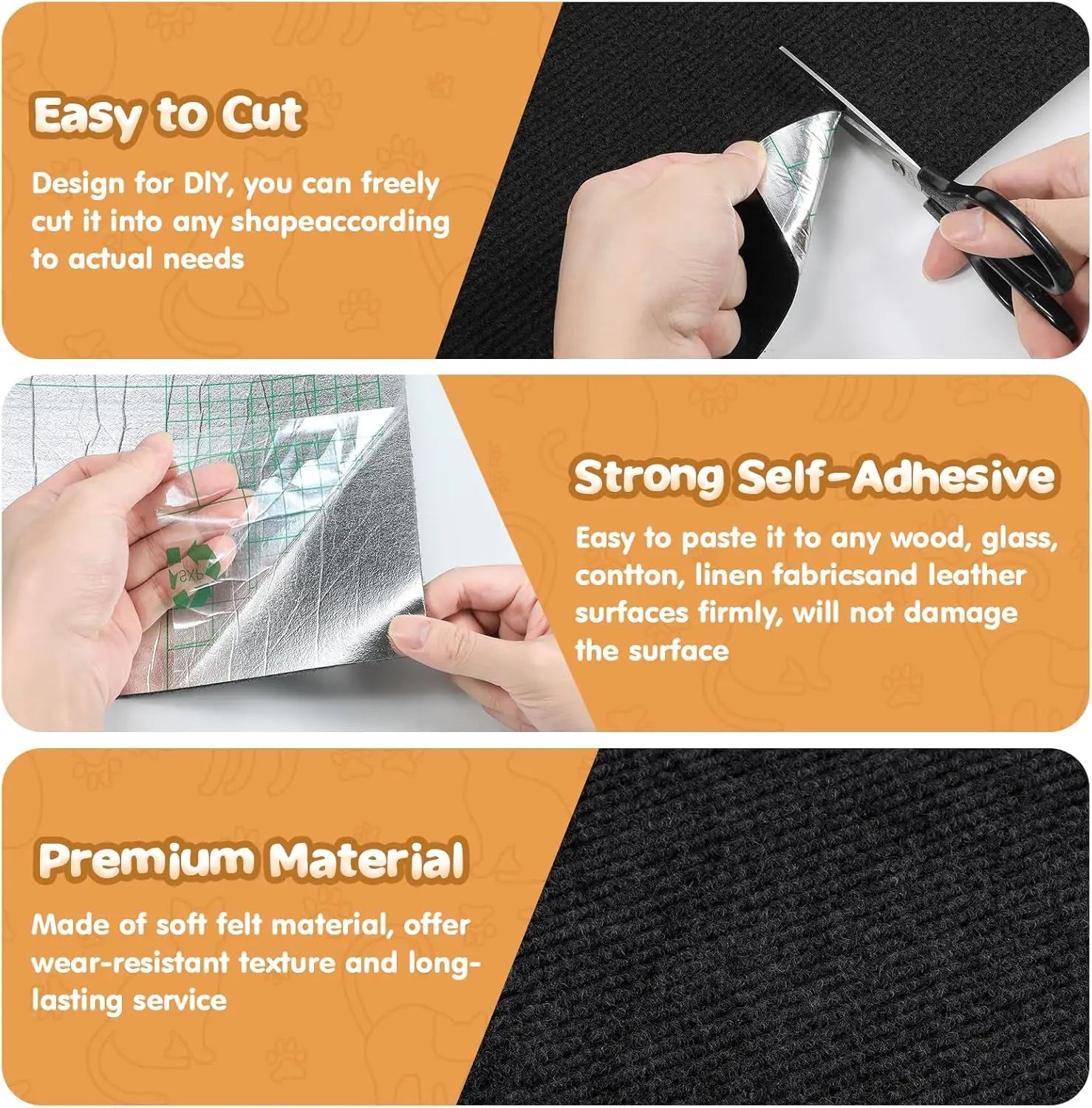78.7"x15.8" Cat Scratching Mat - Trimmable Self Adhesive DIY Climbing Cat Scratcher Pad Replacement for Cat Tree Shelves and Post Cat Scratch Furniture (Light Grey) Wholesale Hub
