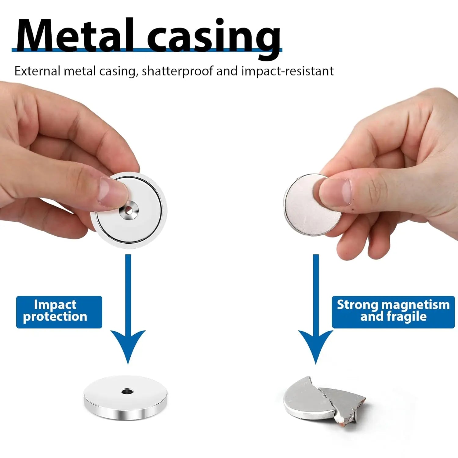 Strong Magnets, 150lb+ Waterproof Neodymium Cup Magnets with Screws for Wall Mounting,Rare Earth Magnet Holes Holding Tools Lifting, Hanging(Silver, 6 Pack) - 150lb Wholesale Hub