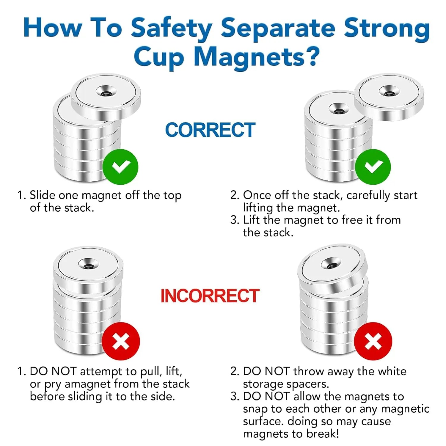 Strong Magnets, 150lb+ Waterproof Neodymium Cup Magnets with Screws for Wall Mounting,Rare Earth Magnet Holes Holding Tools Lifting, Hanging(Silver, 6 Pack) - 150lb Wholesale Hub