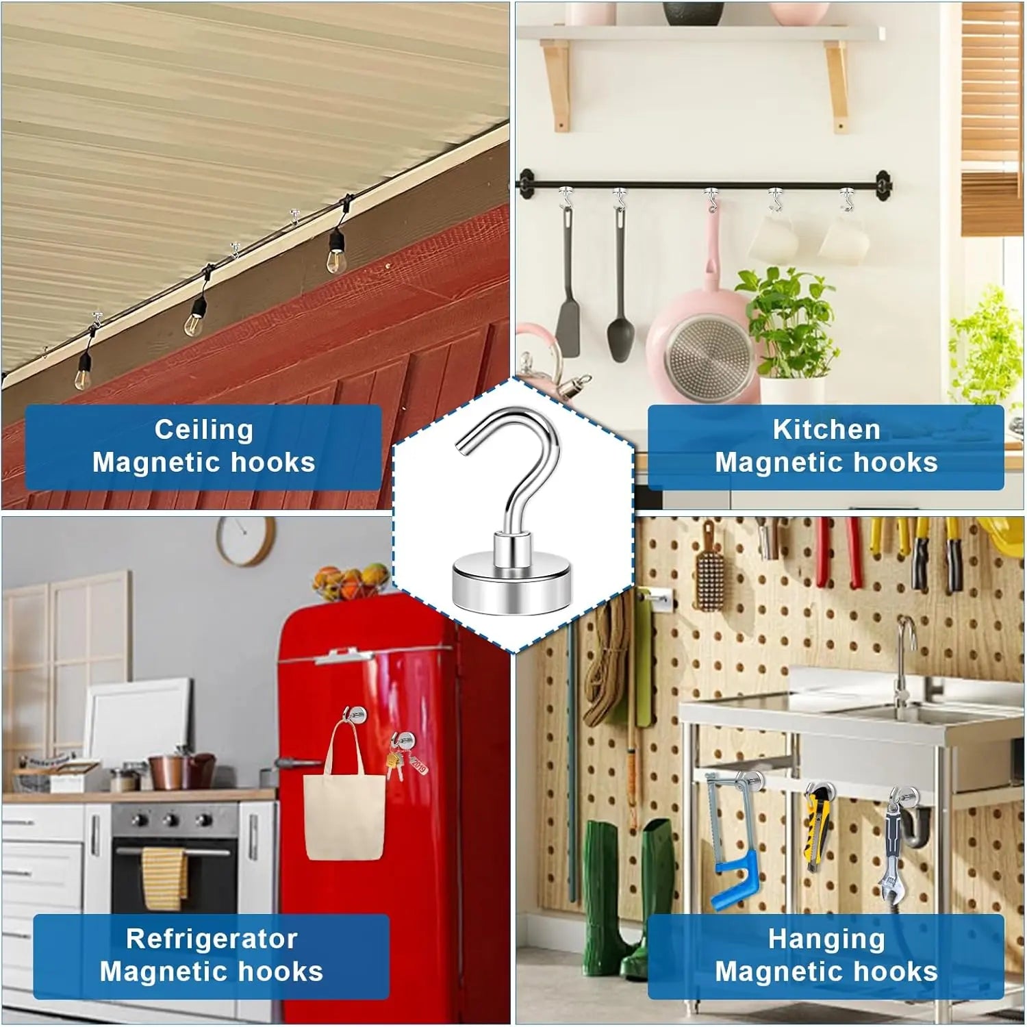 Strong Magnetic Hooks, 30lbs Hooks for Cruise Cabins, Magnet Ship Essentials, Rare Earth Magnets with Refrigerator,Hanging,Classroom,Kitchen,Ceiling-25 Pack Silver 0.63in x 1.38in Wholesale Hub