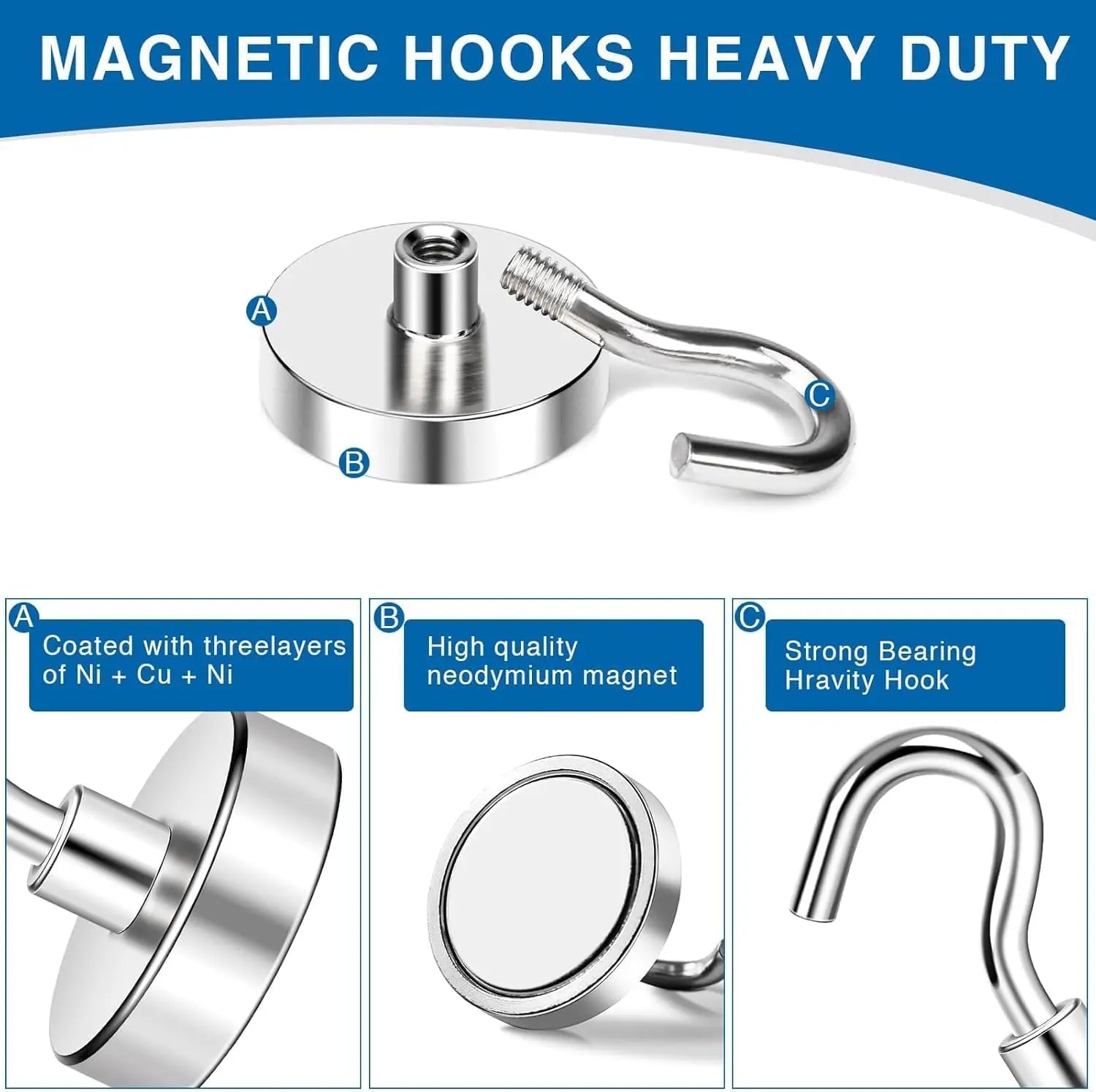 Strong Magnetic Hooks, 30lbs Hooks for Cruise Cabins, Magnet Ship Essentials, Rare Earth Magnets with Refrigerator,Hanging,Classroom,Kitchen,Ceiling-25 Pack Silver 0.63in x 1.38in Wholesale Hub