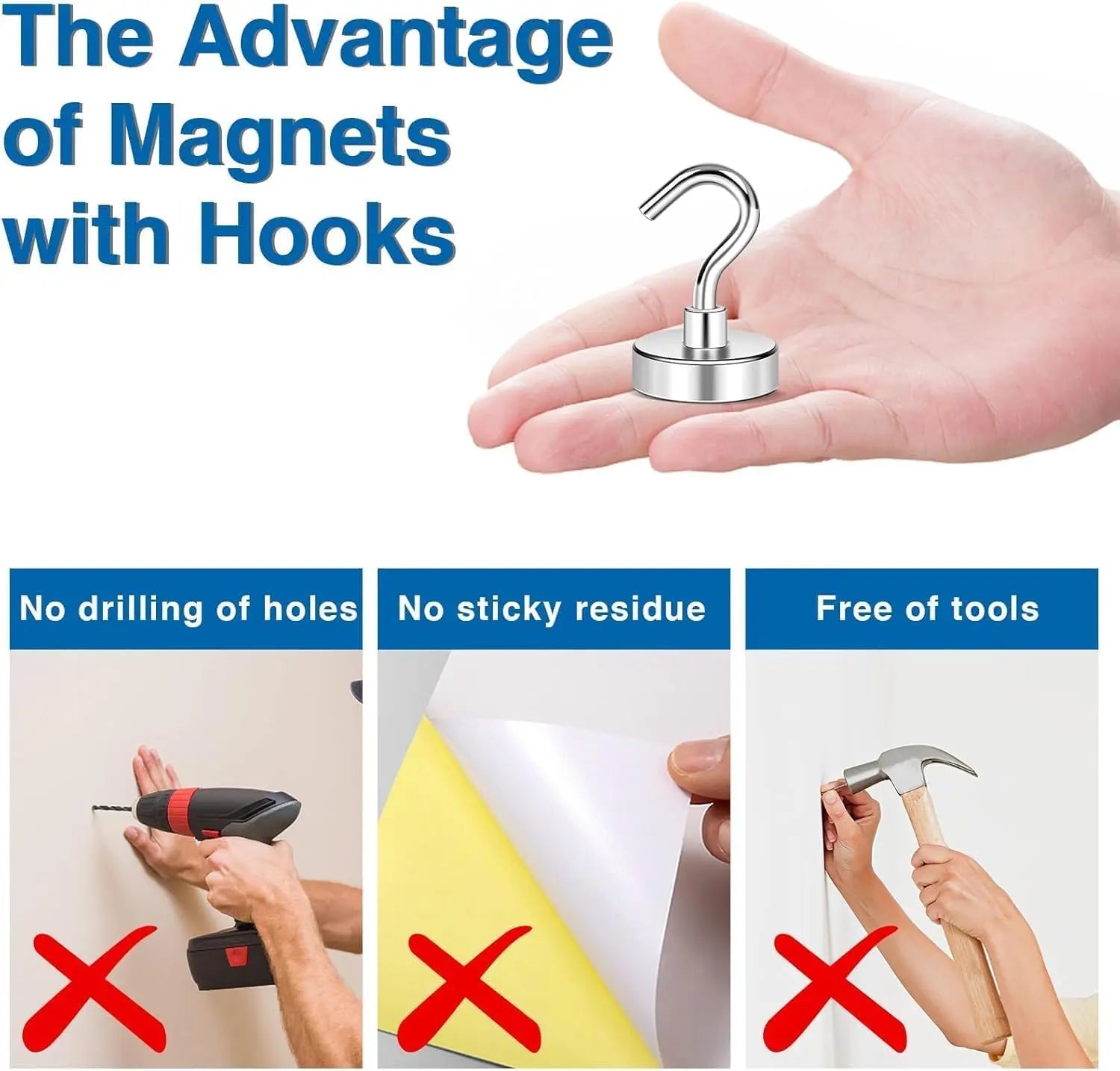 Strong Magnetic Hooks, 30lbs Hooks for Cruise Cabins, Magnet Ship Essentials, Rare Earth Magnets with Refrigerator,Hanging,Classroom,Kitchen,Ceiling-25 Pack Silver 0.63in x 1.38in Wholesale Hub