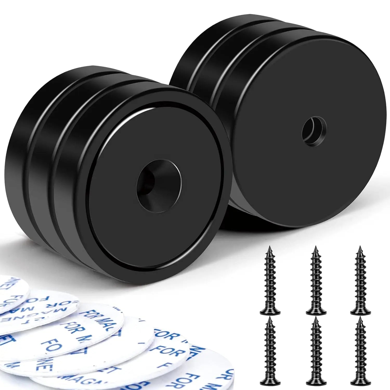 Magnets with Holes, 110 lb+ Waterproof Strong Neodymium Cup Disc Screws for Wall Mounting, Lifting Tools - Pack of 6 Black 110lb-6p Wholesale Hub