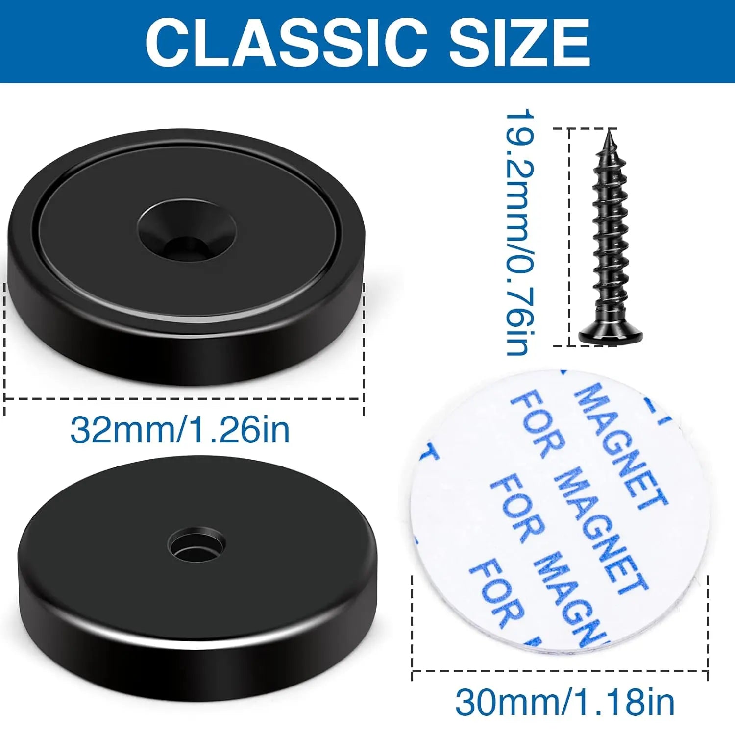 Magnets with Holes, 110 lb+ Waterproof Strong Neodymium Cup Disc Screws for Wall Mounting, Lifting Tools - Pack of 6 Black 110lb-6p Wholesale Hub