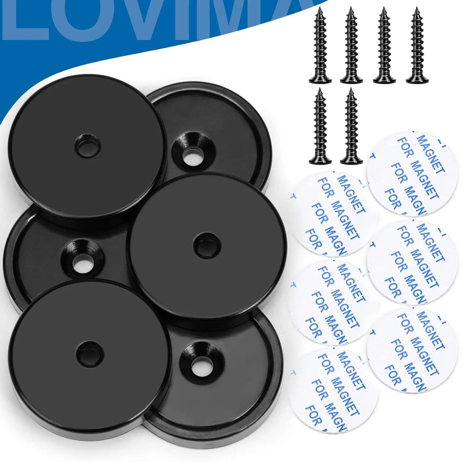 Magnets with Holes, 110 lb+ Waterproof Strong Neodymium Cup Disc Screws for Wall Mounting, Lifting Tools - Pack of 6 Black 110lb-6p Wholesale Hub