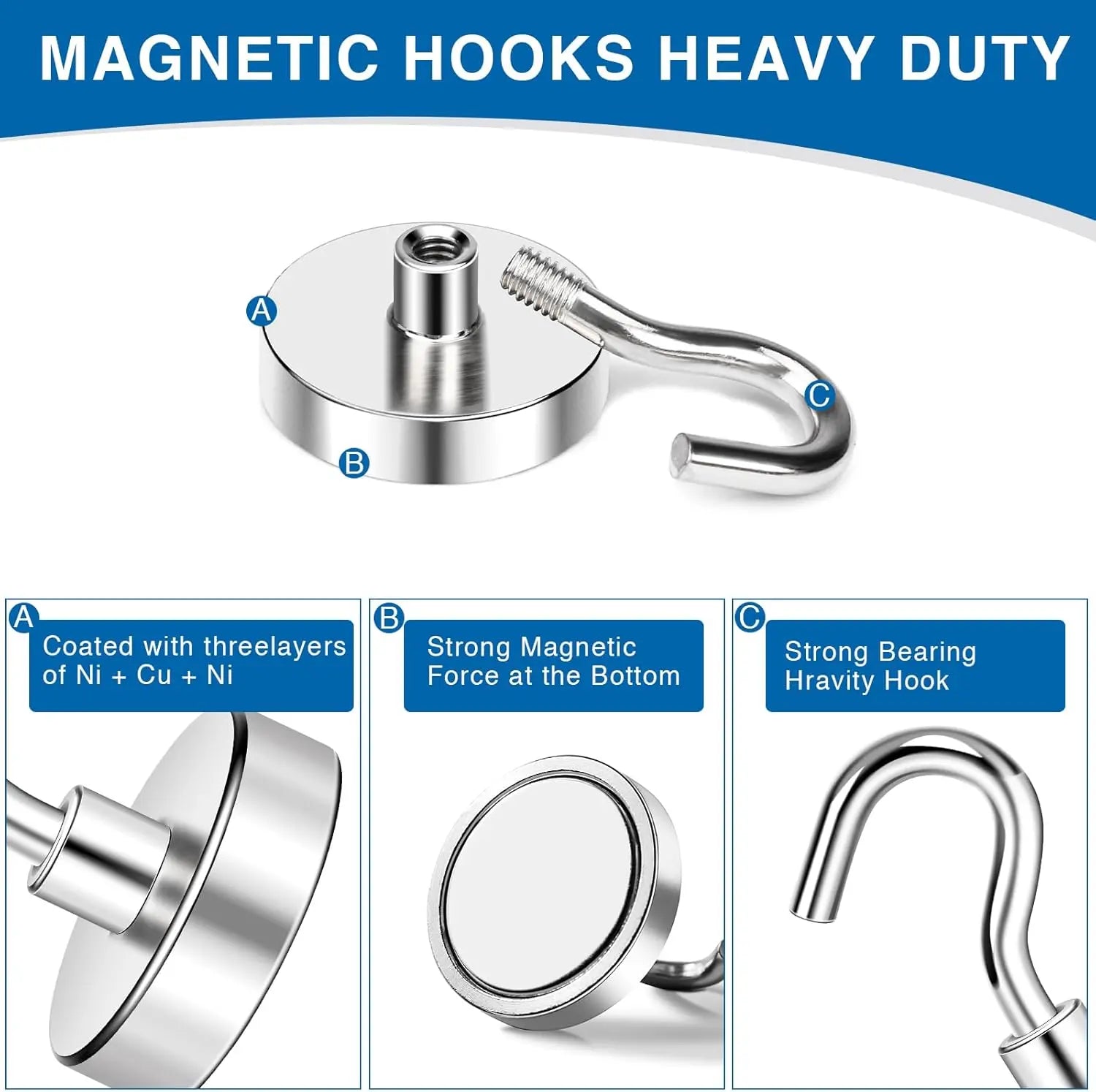 Magnetic Hooks for Cruise Cabins, 130LBS Strong Magnet Heavy Duty Essentials 2026, Powerful Magnets Door Decoration, Metal Ship Walls, Ceiling- 6 Pcs Silver 1.26in x 1.34in Wholesale Hub