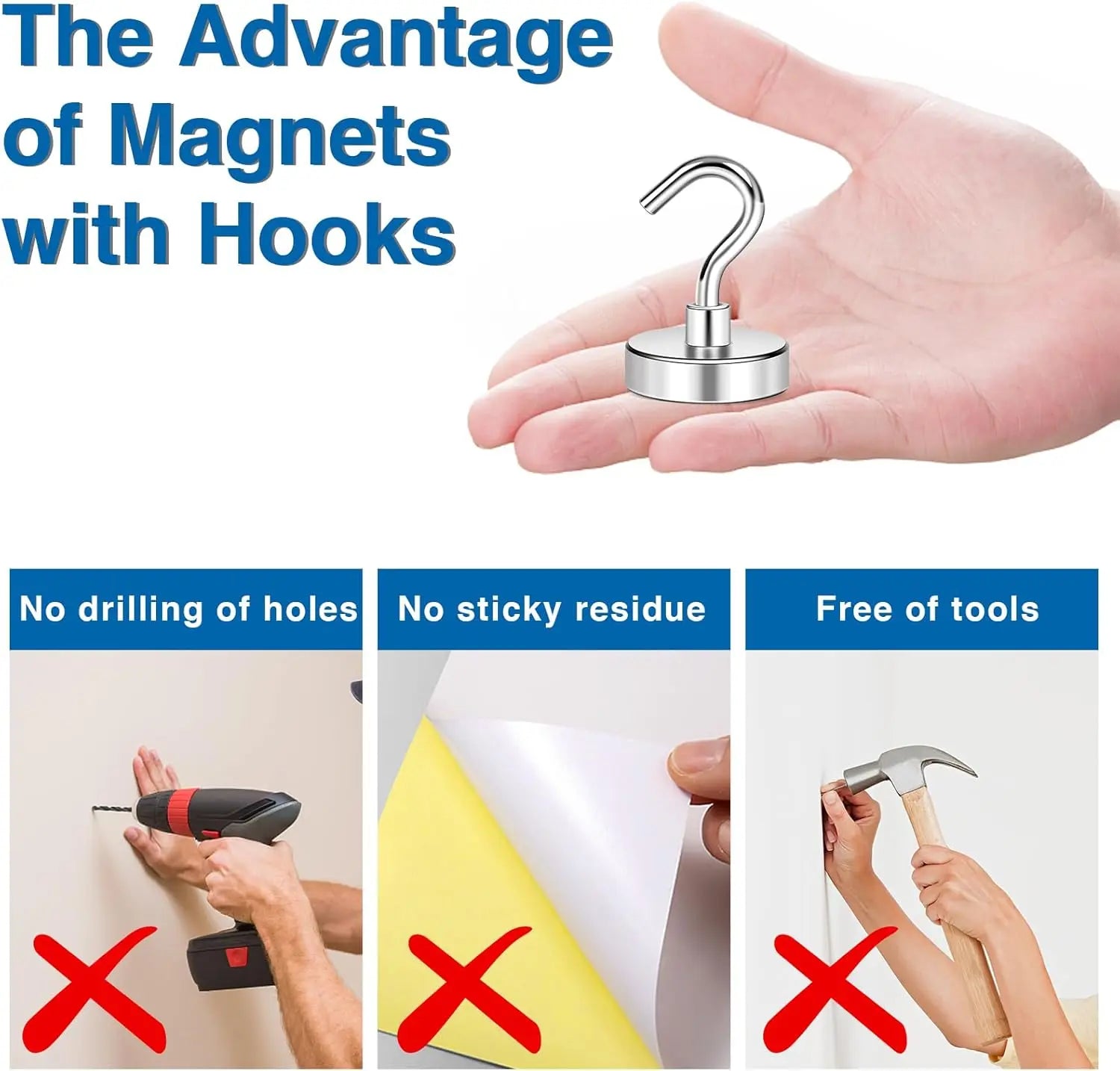 Magnetic Hooks for Cruise Cabins, 130LBS Strong Magnet Heavy Duty Essentials 2026, Powerful Magnets Door Decoration, Metal Ship Walls, Ceiling- 6 Pcs Silver 1.26in x 1.34in Wholesale Hub