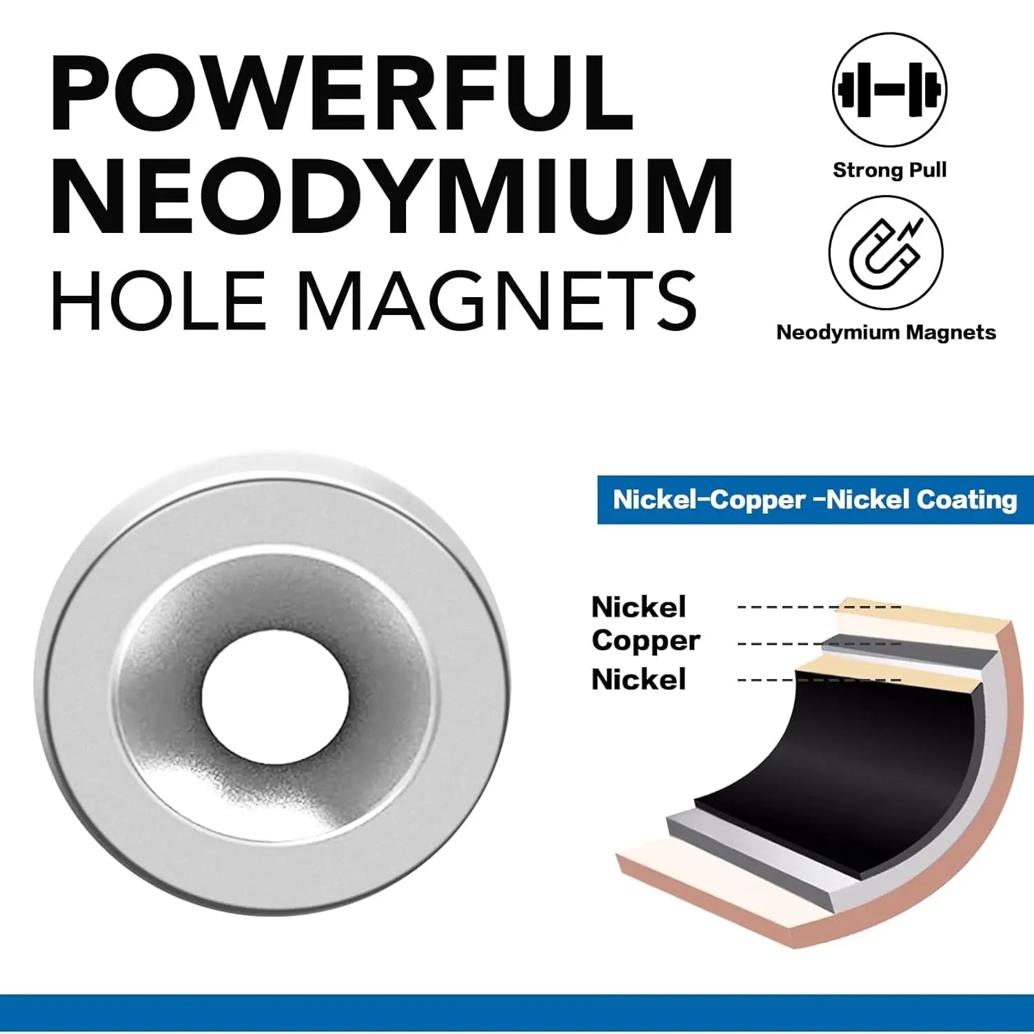 Small Round Magnets with Holes 60 Pack, Cabinet for Doors, Drawers, Rare Earth Refrigerator Magnet Fridge, Science, Cat Eye Magnet, Pinning - 0.31x0.12inch Wholesale Hub