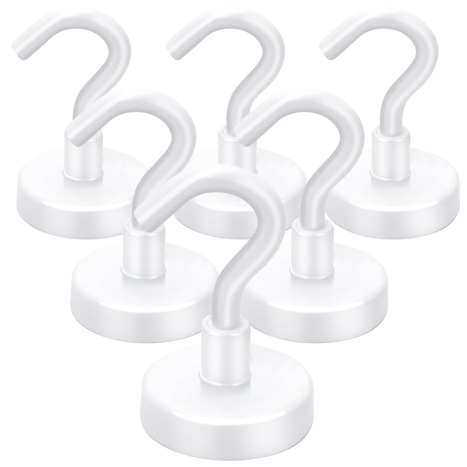 Cruise Essentials: 40Lbs White Magnets, Strong Magnetic Hooks for Hanging, 6 Pack - Wholesale Hub