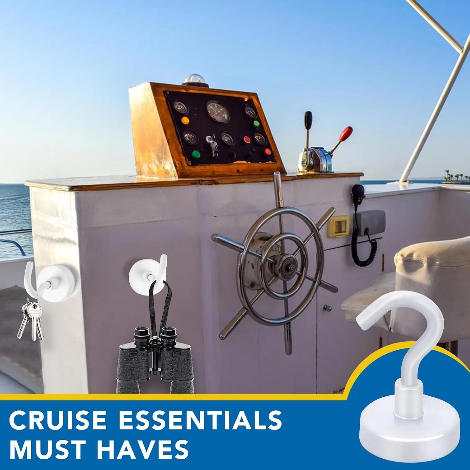 Cruise Essentials: 40Lbs White Magnets, Strong Magnetic Hooks for Hanging, 6 Pack - Wholesale Hub