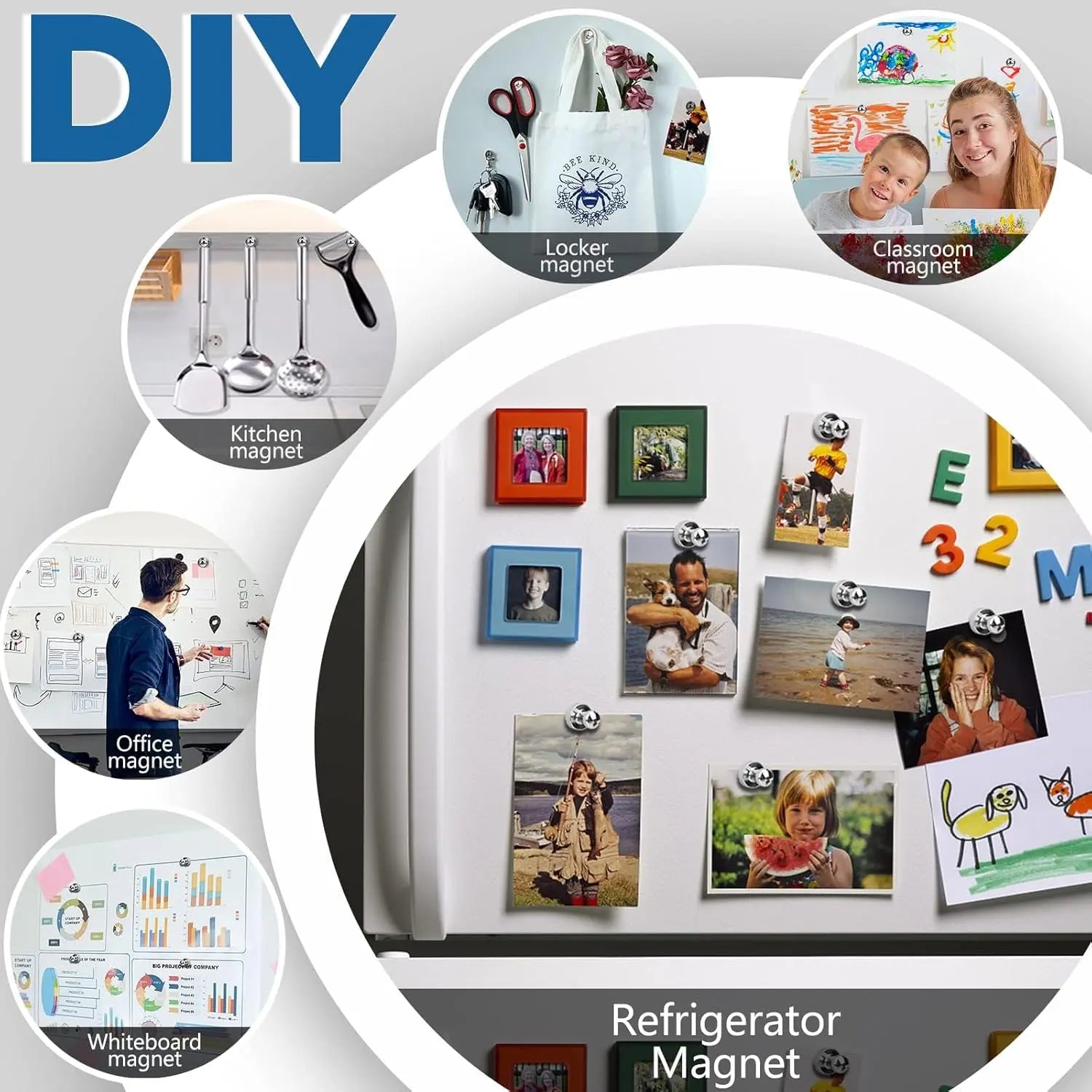 90Pcs Refrigerator Magnets - Strong Neodymium Fridge for Whiteboard, Metal Push Pin Magnets, Ideal Kitchen, Office, School Wholesale Hub