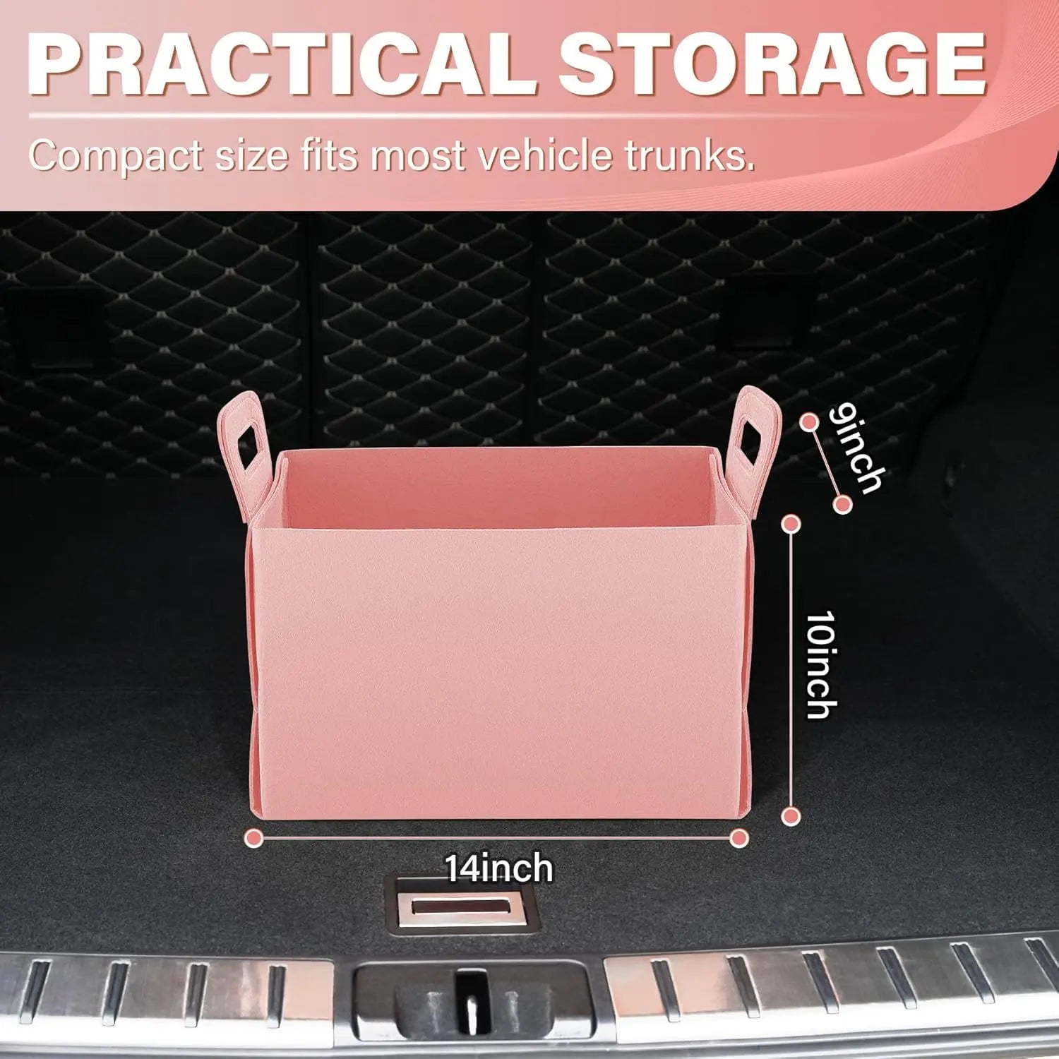 Car Trunk Organizer, Foldable Organizer for SUV, Lightweight Storage Sundries, Accessories Women and Men, Travel Essentials, Felt, 2 Pack Pink pink - Wholesale Hub