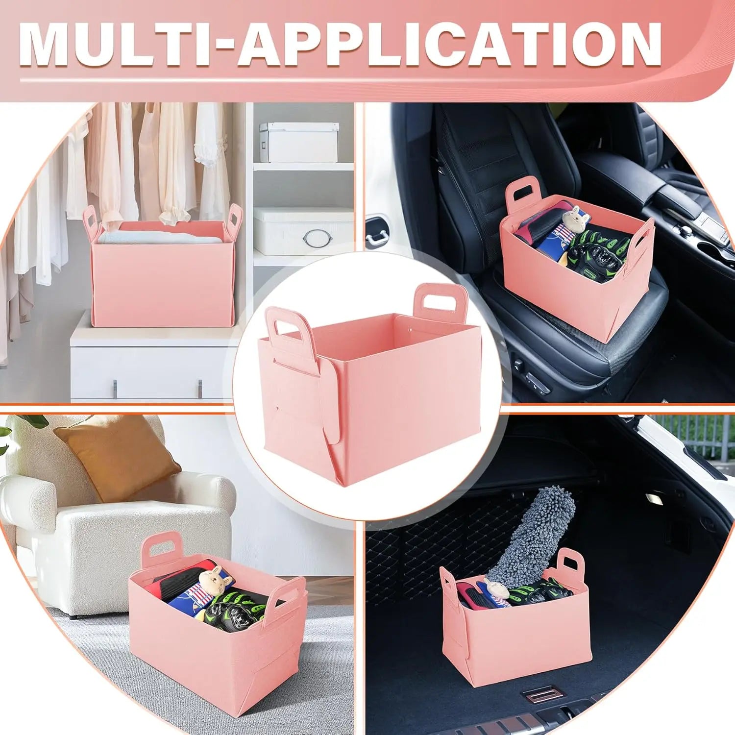 Car Trunk Organizer, Foldable Organizer for SUV, Lightweight Storage Sundries, Accessories Women and Men, Travel Essentials, Felt, 2 Pack Pink pink - Wholesale Hub