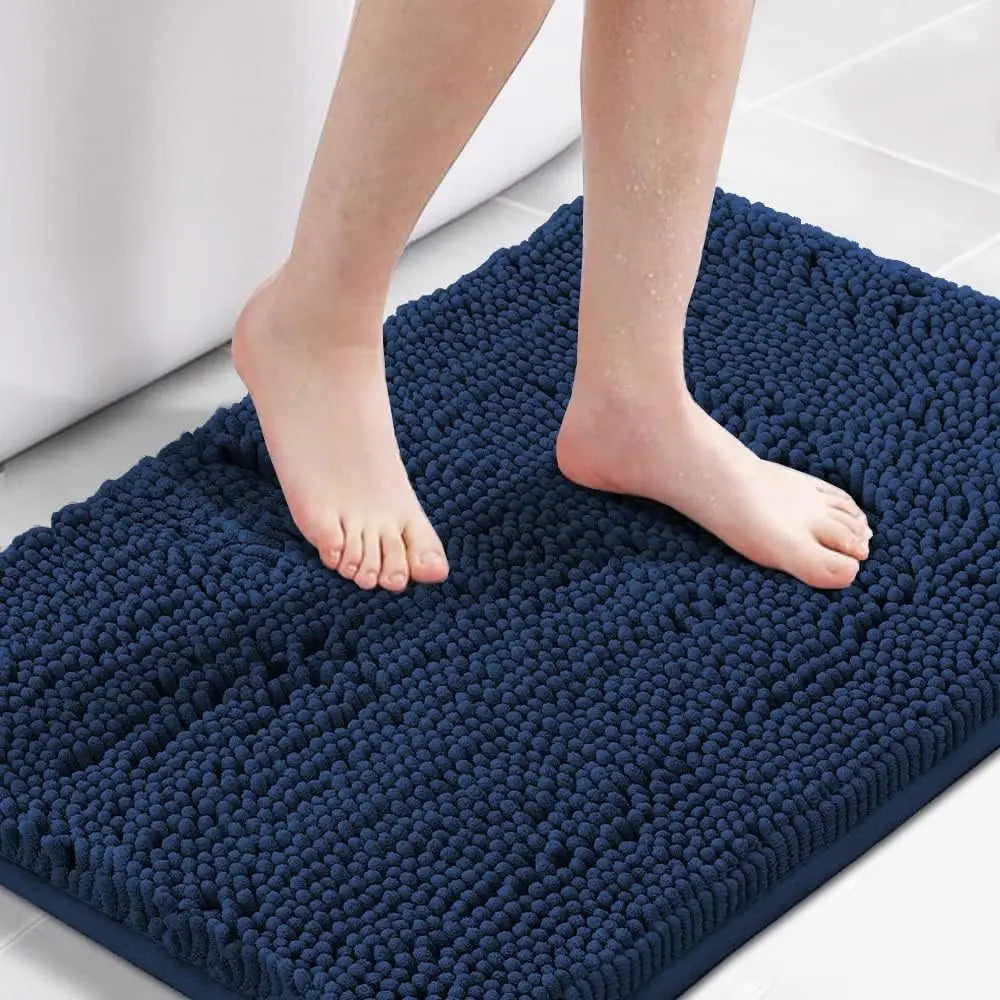 Navy Blue Bath Rug, Mat Non Slip Mats for Bathroom Floor, Rug Extra Thick Chenille 17" x 24" Absorbent Soft Shaggy Washable Dry Fast Plush Rugs Bathtubs Wholesale Hub