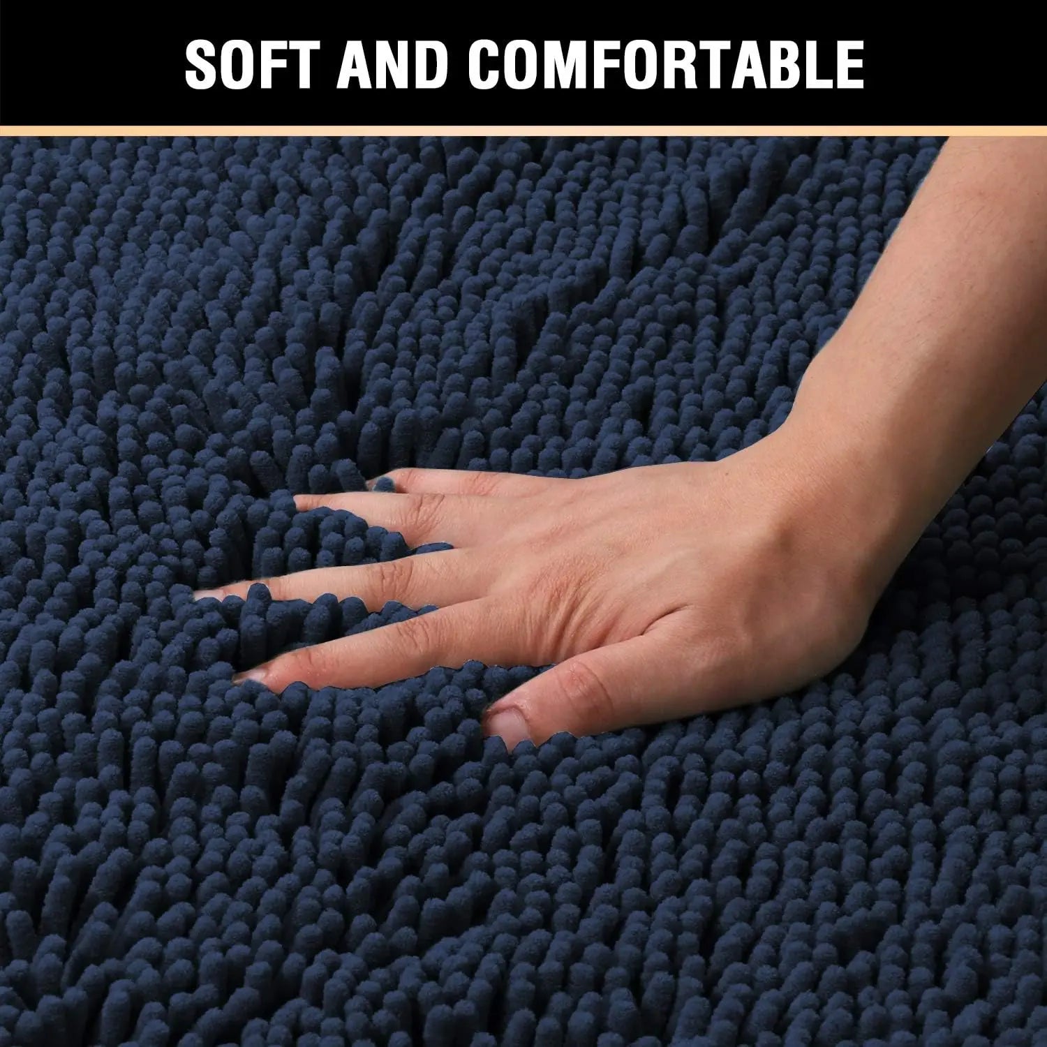 Navy Blue Bath Rug, Mat Non Slip Mats for Bathroom Floor, Rug Extra Thick Chenille 17" x 24" Absorbent Soft Shaggy Washable Dry Fast Plush Rugs Bathtubs Wholesale Hub