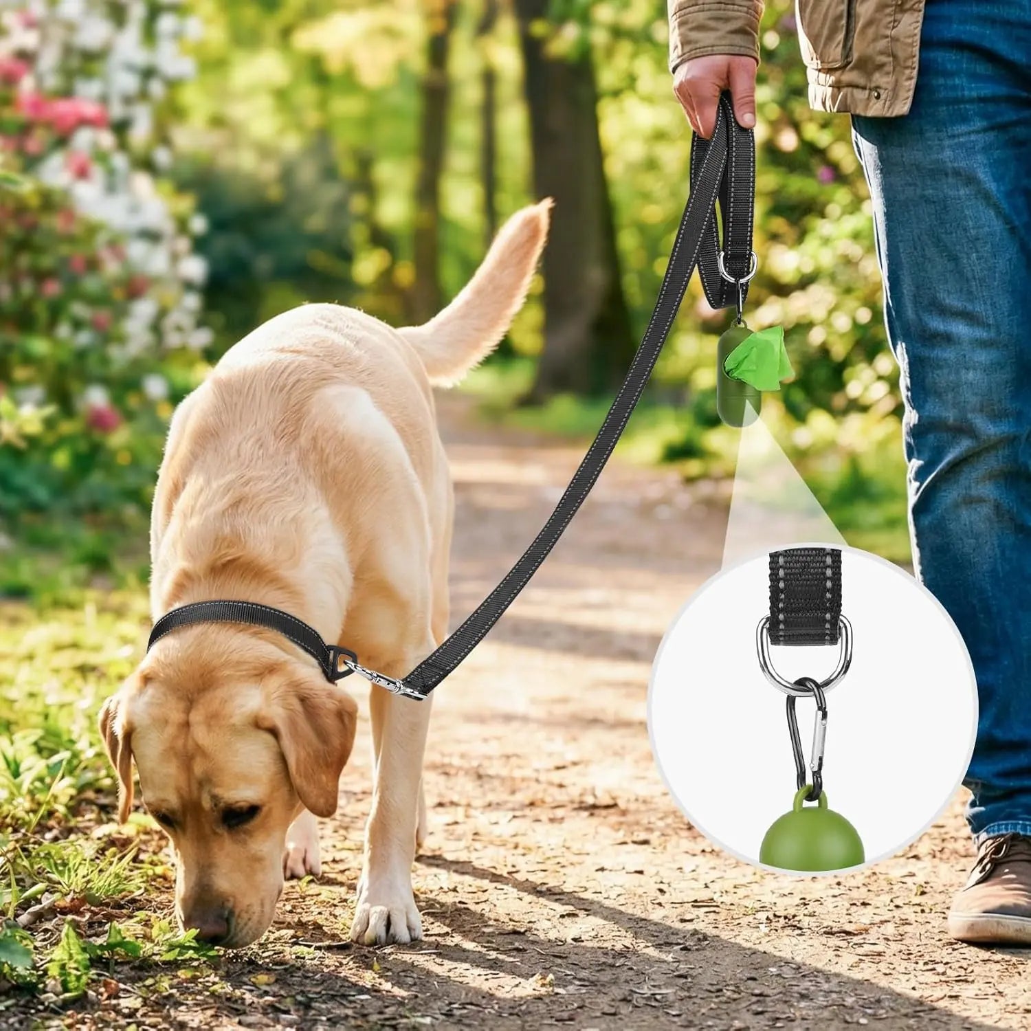 Dog Leash, 6 FT Double-Sided Reflective, Padded Handle Nylon Heavy Duty Leashes for Medium & Large Dogs Walking, Black ft Standard Wholesale Hub