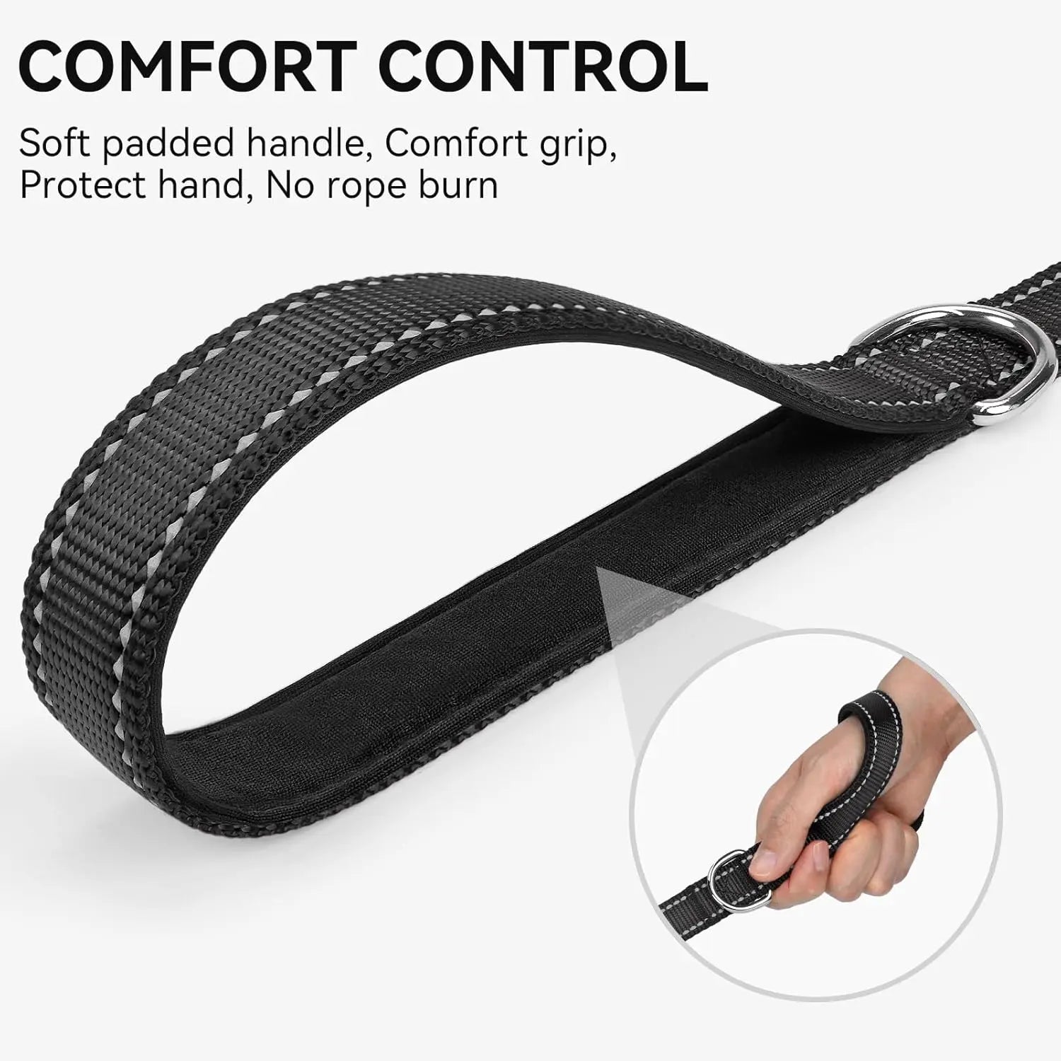 Dog Leash, 6 FT Double-Sided Reflective, Padded Handle Nylon Heavy Duty Leashes for Medium & Large Dogs Walking, Black ft Standard Wholesale Hub
