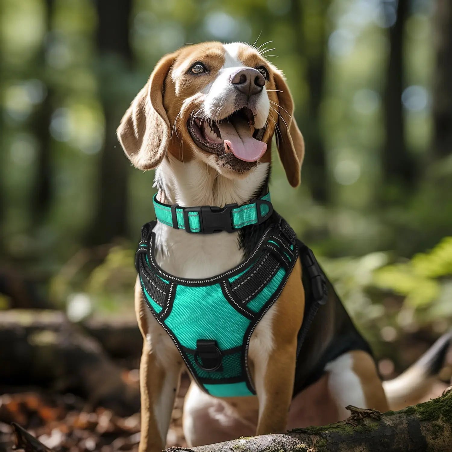 Reflective Dog Collar, Soft Neoprene Padded, Metal D-Ring, Nylon Pet Collar Adjustable for Large Dogs, Teal, L Teal (Pack of 1) Wholesale Hub
