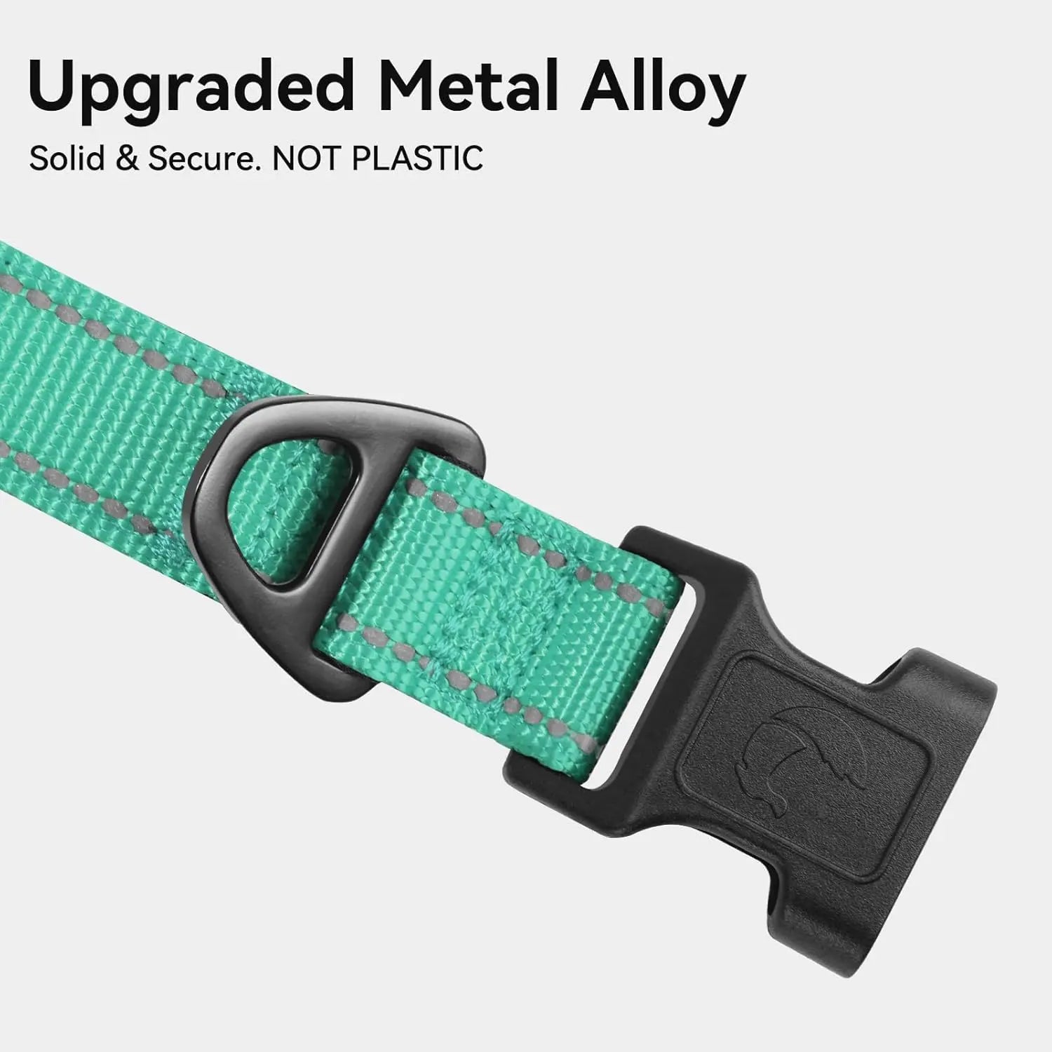 Reflective Dog Collar, Soft Neoprene Padded, Metal D-Ring, Nylon Pet Collar Adjustable for Large Dogs, Teal, L Teal (Pack of 1) Wholesale Hub