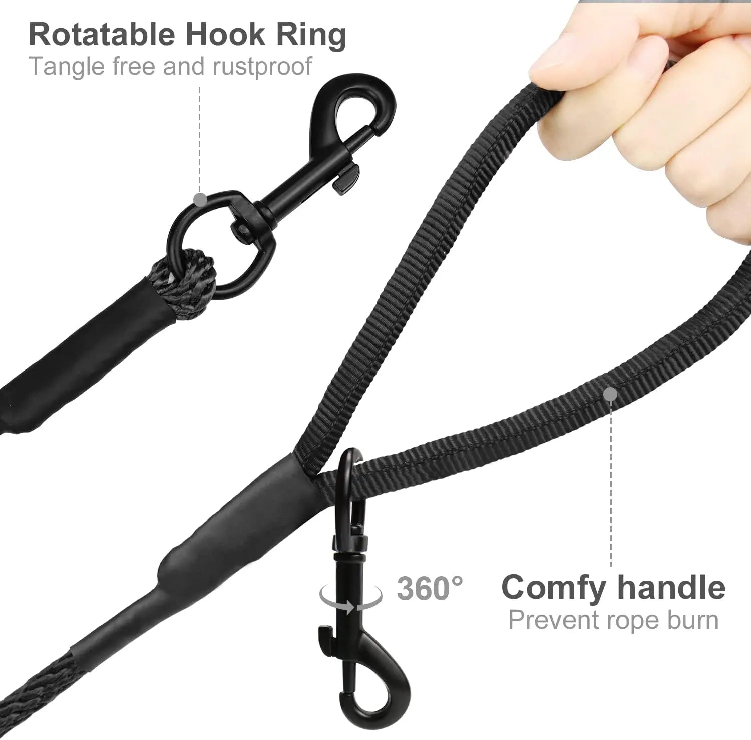 Long Dog Training Leash, 30 FT Tie Out Rope Check Cord with Padded Handle, Reflective Recall Lead for Puppy and Small Dogs, Black ft(Pack of 1) Wholesale Hub