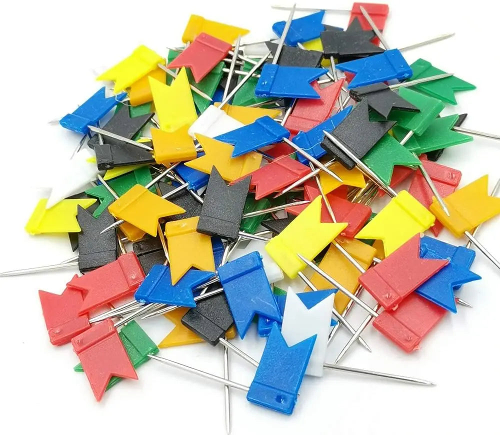 100PCS Map Flag Push Pins, Colorful Tacks with Steel Points - 7 Colors Wholesale Hub