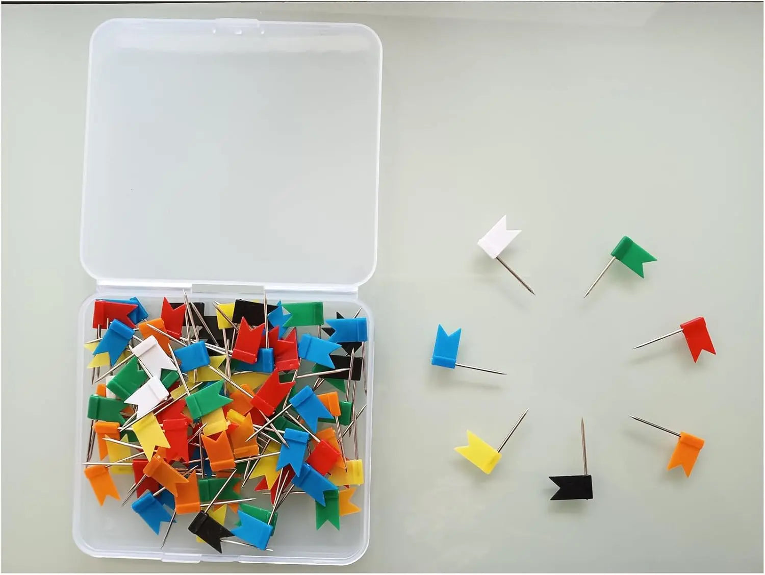 100PCS Map Flag Push Pins, Colorful Tacks with Steel Points - 7 Colors Wholesale Hub