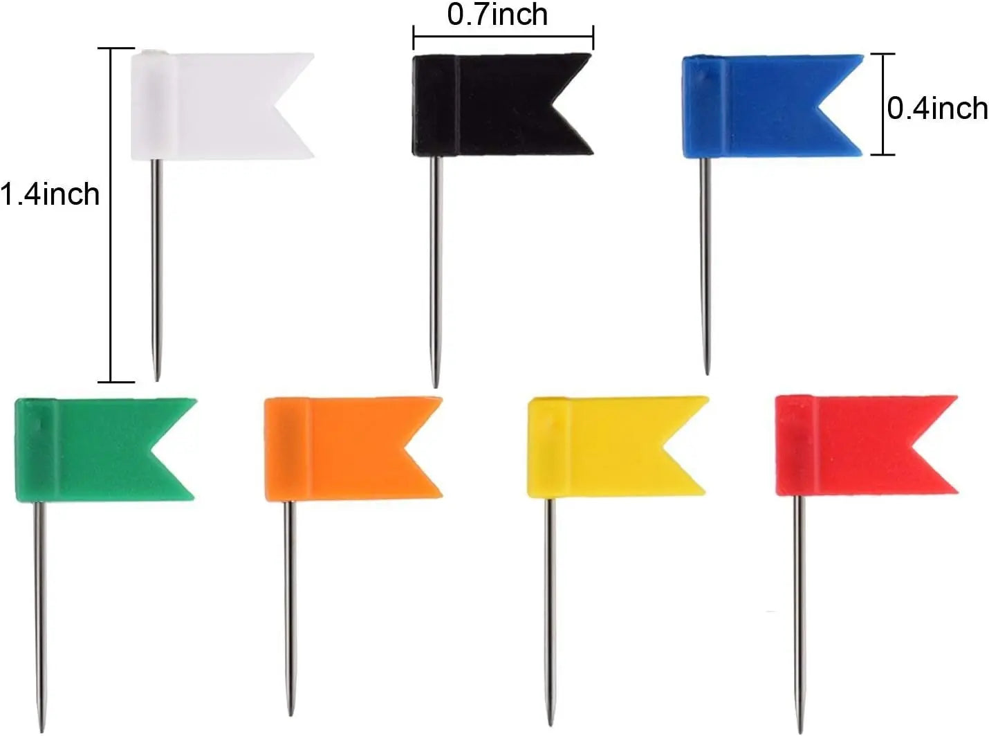 100PCS Map Flag Push Pins, Colorful Tacks with Steel Points - 7 Colors Wholesale Hub