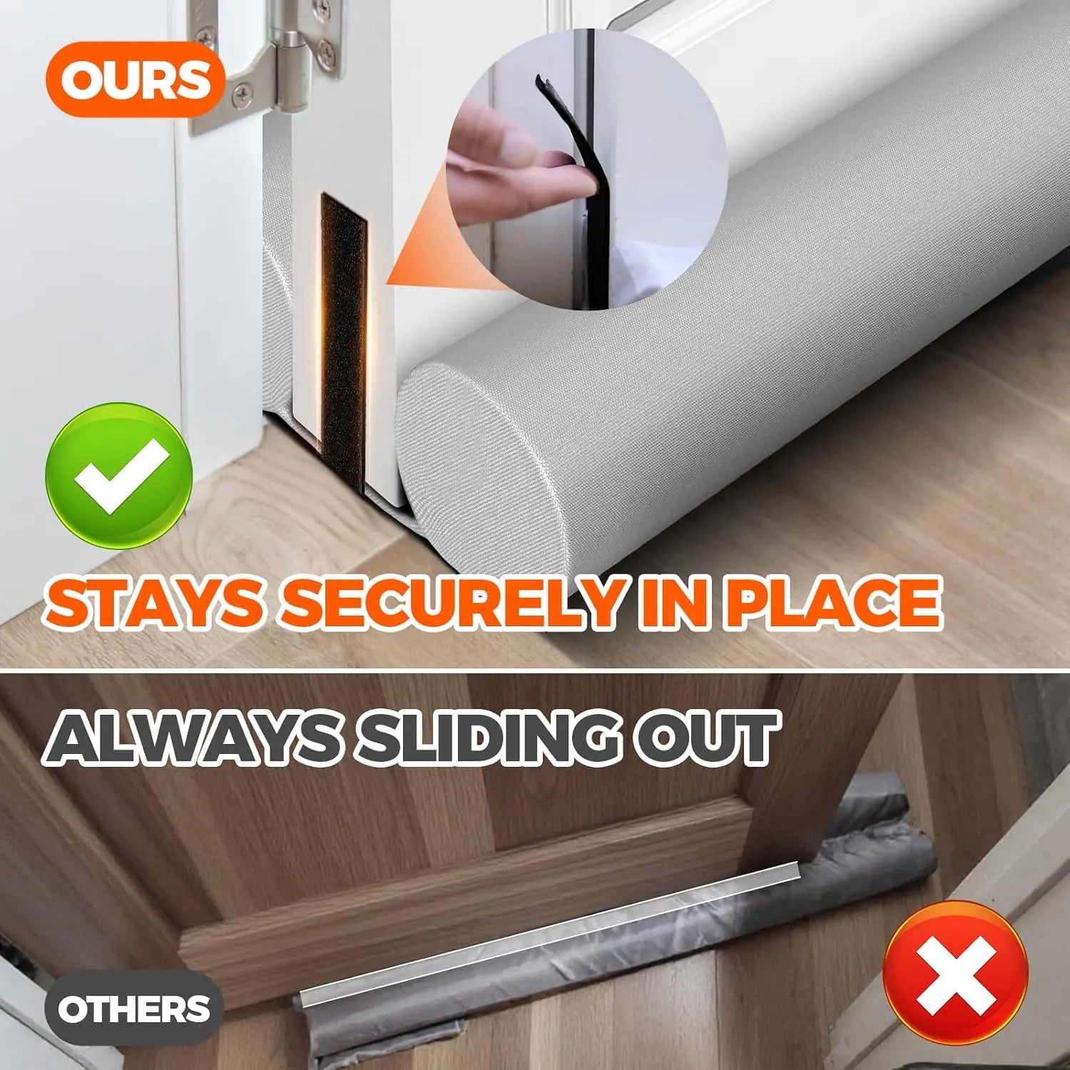 Door Draft Stopper Sweep Weather Stripping Noise Blocker Window Breeze Adjustable Closers, Grey Gray 36 inch Wholesale Hub