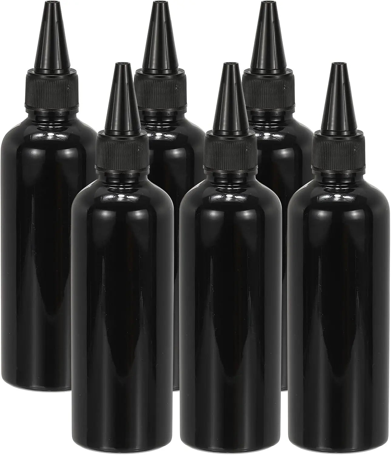 Plastic Applicator Bottle, 6 Pcs 3.4oz(100ml) Leak Proof Refillable Empty Dispenser Container Squeeze Bottle with Twist Top Cap for Hair Ink Liquid Sauces, Black - Wholesale Hub