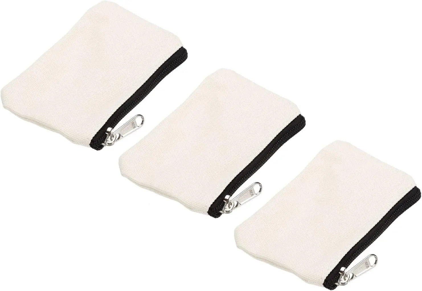3" x 5" Coin Purse Pouch, 3 Pack Change Purses Small Organizer Bags with Zipper Canvas for Home, White - Wholesale Hub
