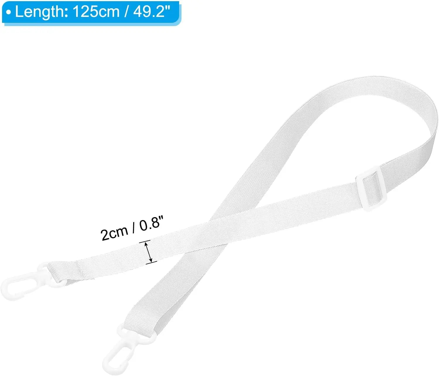 125cm x 2cm Replacement Shoulder Strap, 2 Pack Adjustable Swivel Clips Hook Buckle Slide Crossbody Bag Belt for Water Bottle Carrier Sling Bag, White - Wholesale Hub