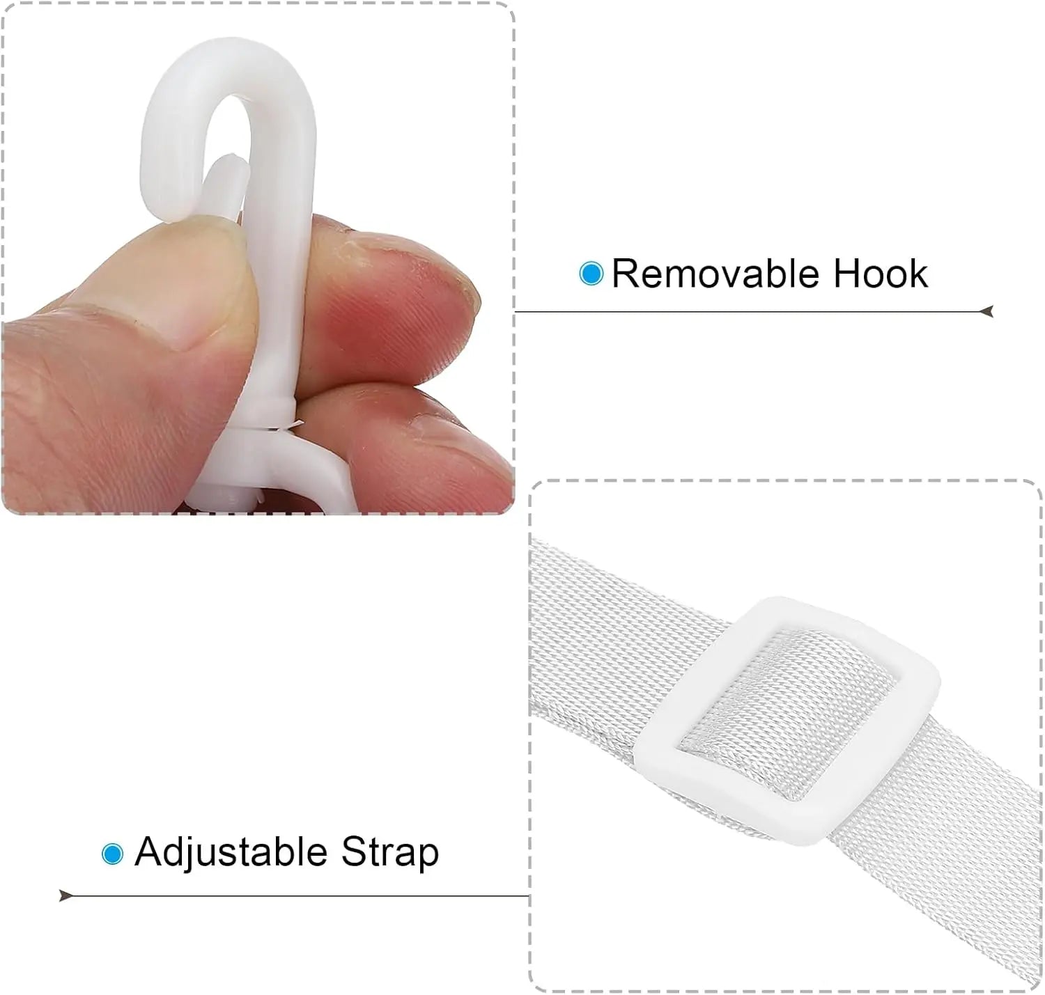 125cm x 2cm Replacement Shoulder Strap, 2 Pack Adjustable Swivel Clips Hook Buckle Slide Crossbody Bag Belt for Water Bottle Carrier Sling Bag, White - Wholesale Hub
