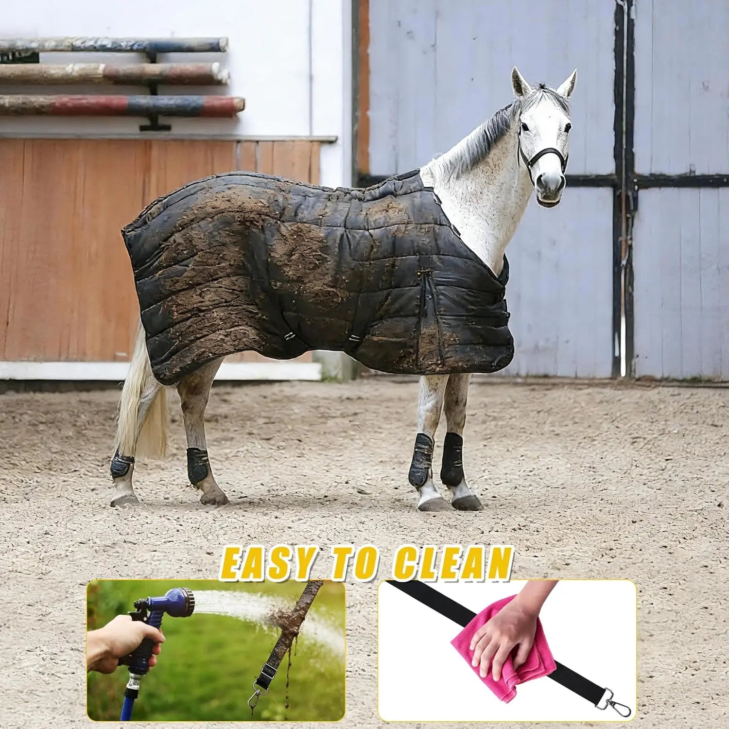 Horse Blanket Leg Straps, Elastic Belly Replacement Straps with Metal Double Swivel Snaps, 4 Pieces, Adjustable Length from 25.5" to 51" Wholesale Hub