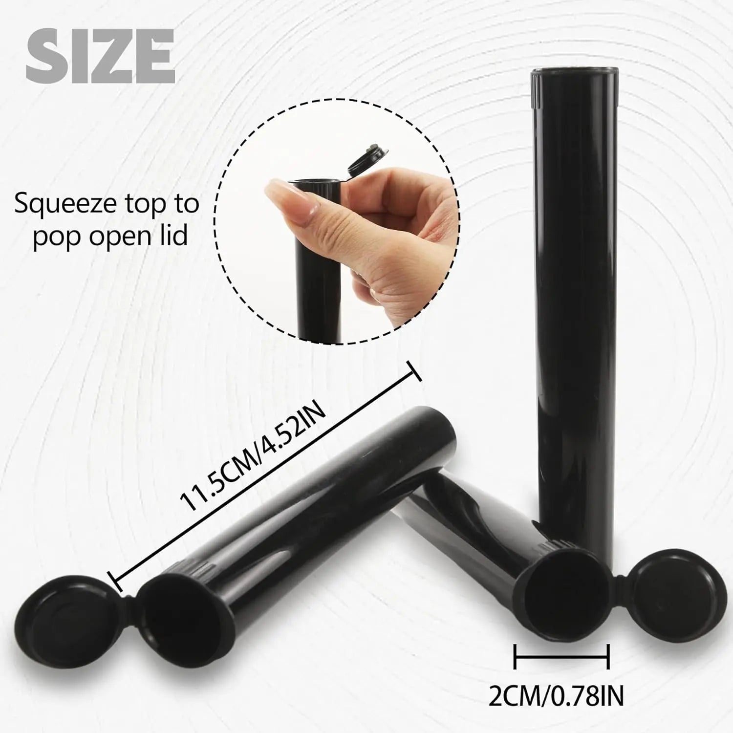 116mm 6pcs Waterproof Cigarette Storage Tubes Squeeze Bottles with Caps Airtight Sealing Plastic Container Protect Pre-Roll Cigarettes Cigarillos (Black) Wholesale Hub