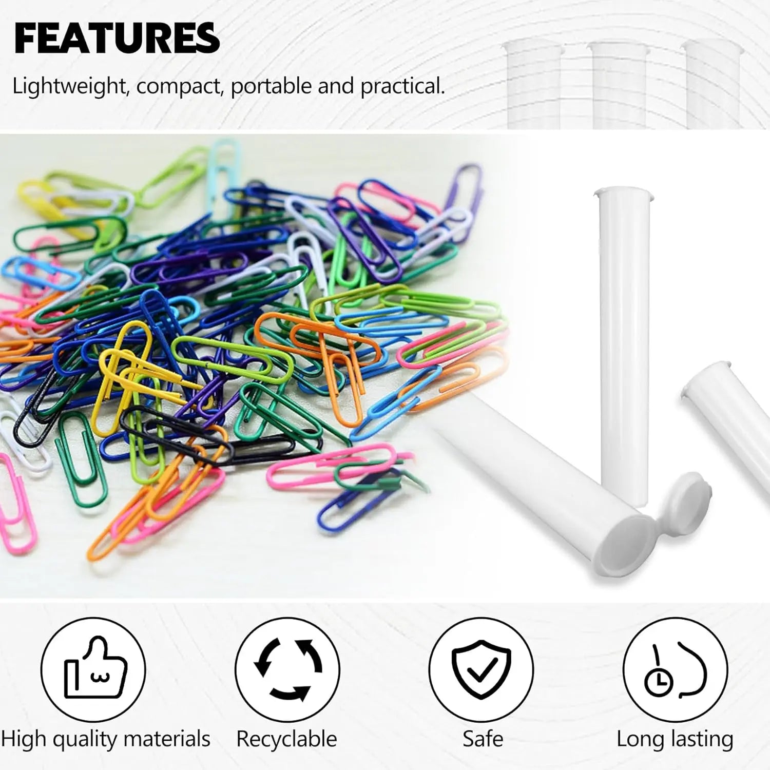 116mm 6pcs Waterproof Cigarette Storage Tubes Squeeze Bottles with Caps Airtight Sealing Plastic Container Protect Pre-Roll Cigarettes Cigarillos (White) Wholesale Hub