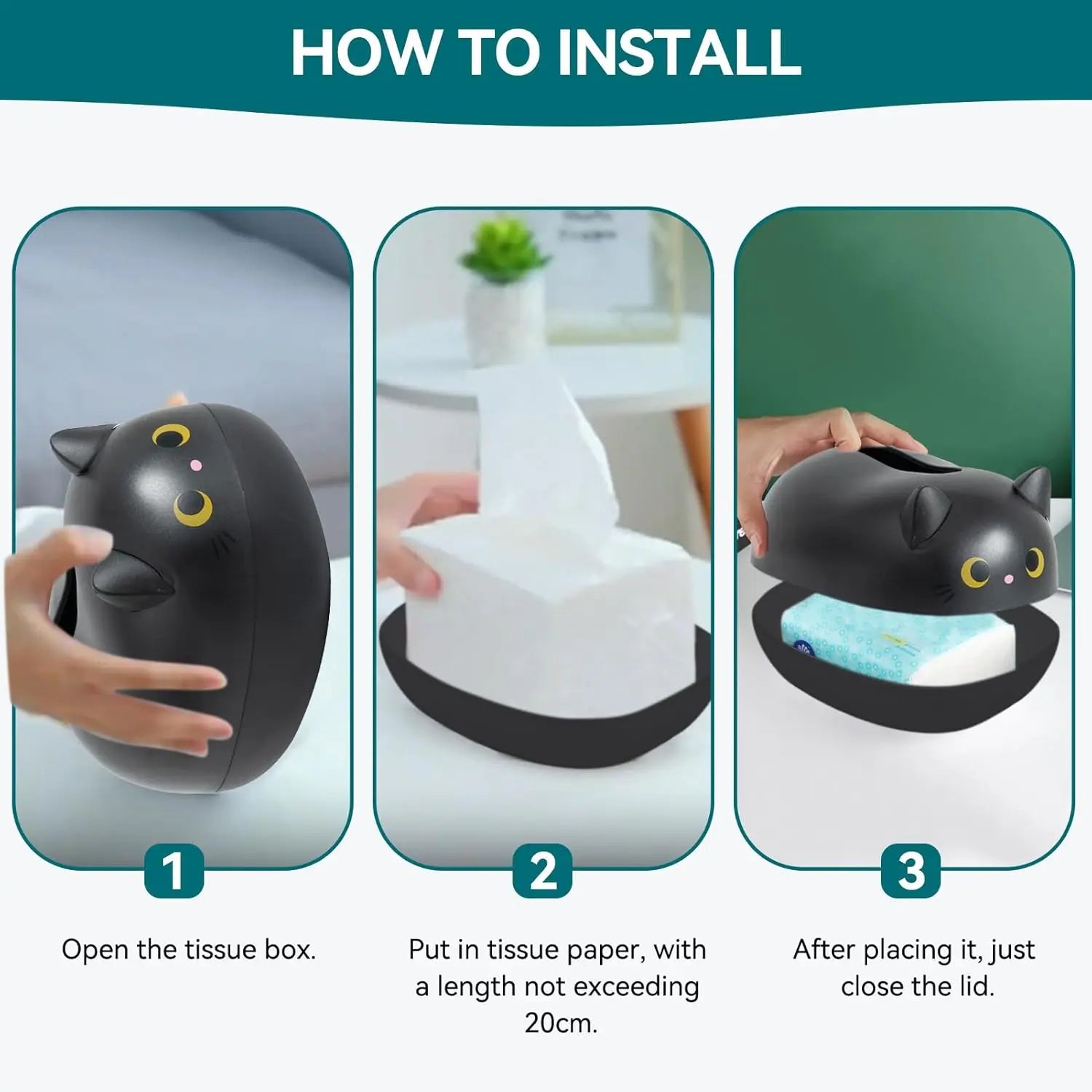 Cat Tissue Dispenser, Cartoon Toilet Paper Holder Dispenser Box with 2 Toothpick for Car Home Bathroom Kitchen Office Wholesale Hub