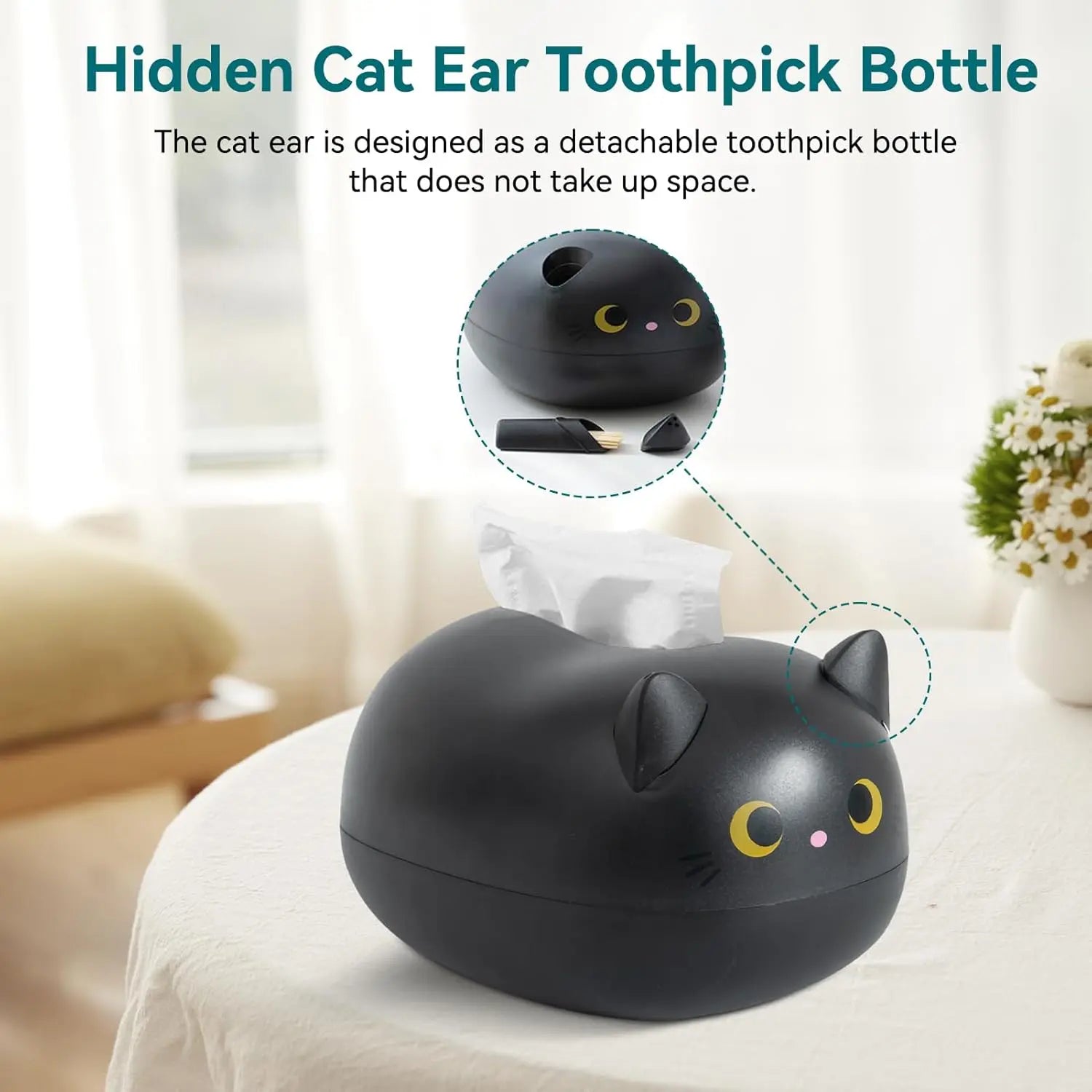 Cat Tissue Dispenser, Cartoon Toilet Paper Holder Dispenser Box with 2 Toothpick for Car Home Bathroom Kitchen Office Wholesale Hub