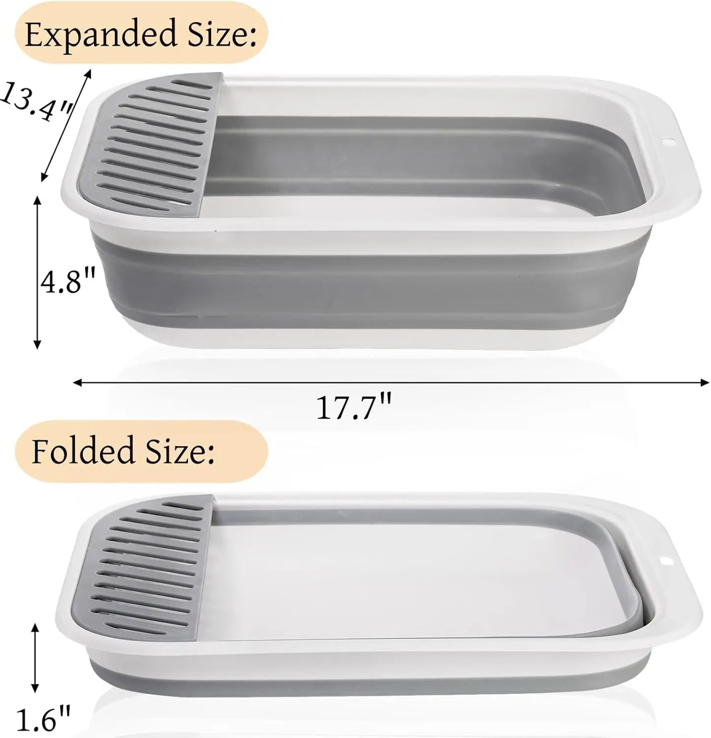 Collapsible Small Cat Litter Box, 17.7'' Open Foldable Kittens Potty with Scoop, Shallow Anti Splash Travel Toilet, Semi Enclosed Height Adjustable Sides Pan for Sick Frail Grey Wholesale Hub