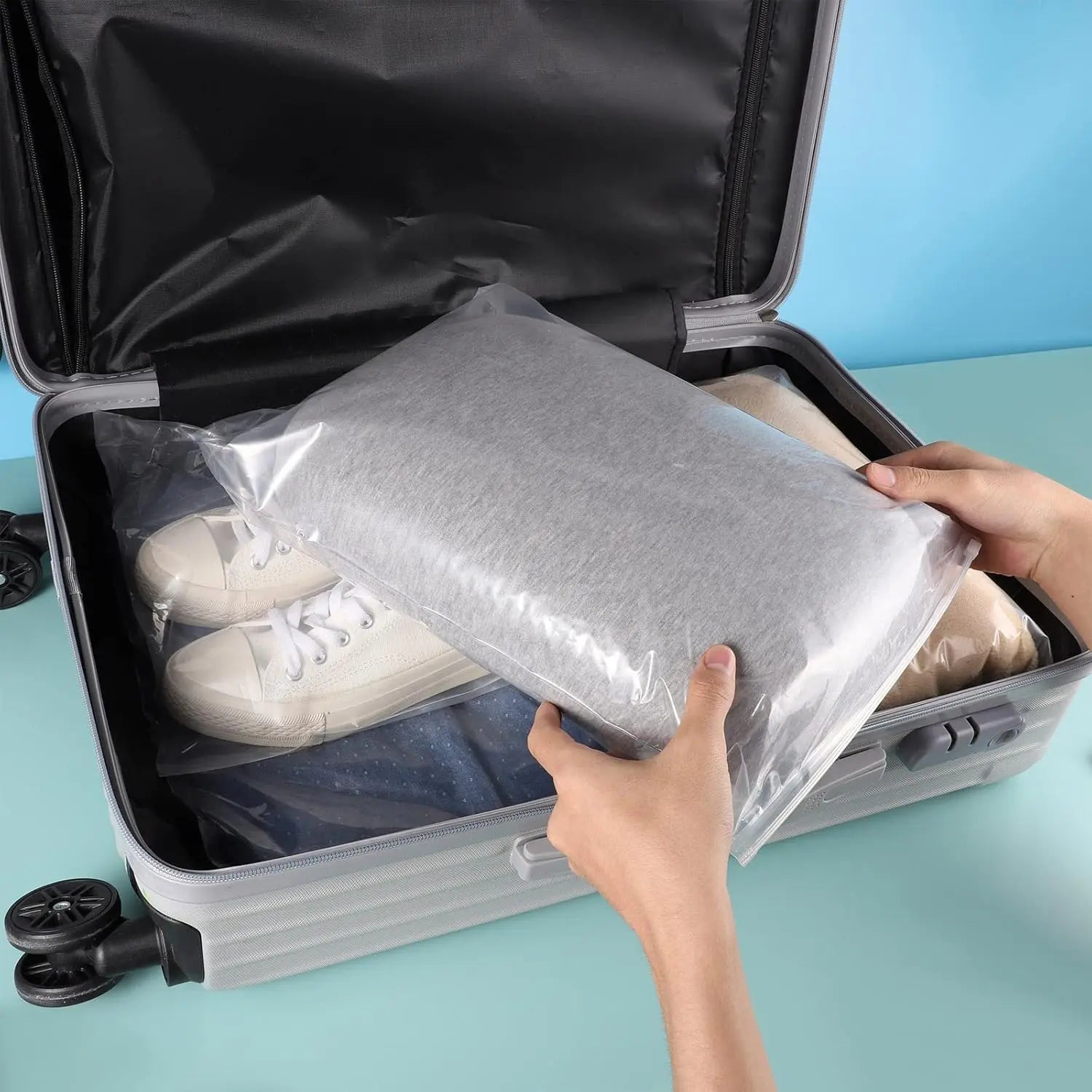 40 reusable travel zip lock bags - 40 x 30 cm - travel clothing bags - large transparent storage bags - plastic sealable clothing bags for clothes, shoes and cosmetics Wholesale Hub