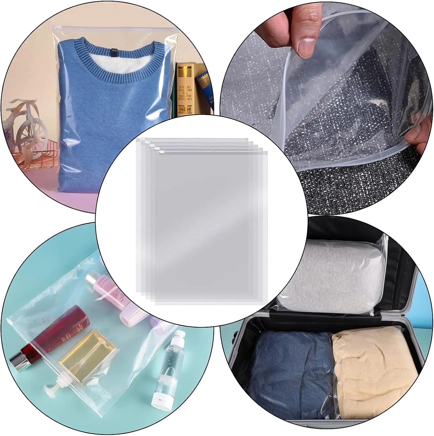 40 reusable travel zip lock bags - 40 x 30 cm - travel clothing bags - large transparent storage bags - plastic sealable clothing bags for clothes, shoes and cosmetics Wholesale Hub